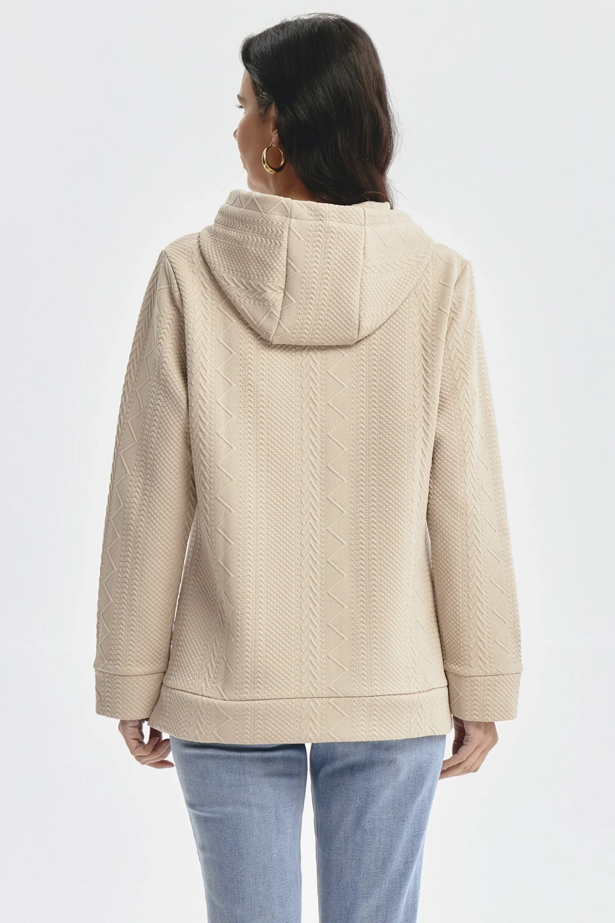 Polerón Mujer Canguro Textura Beige - Image 3