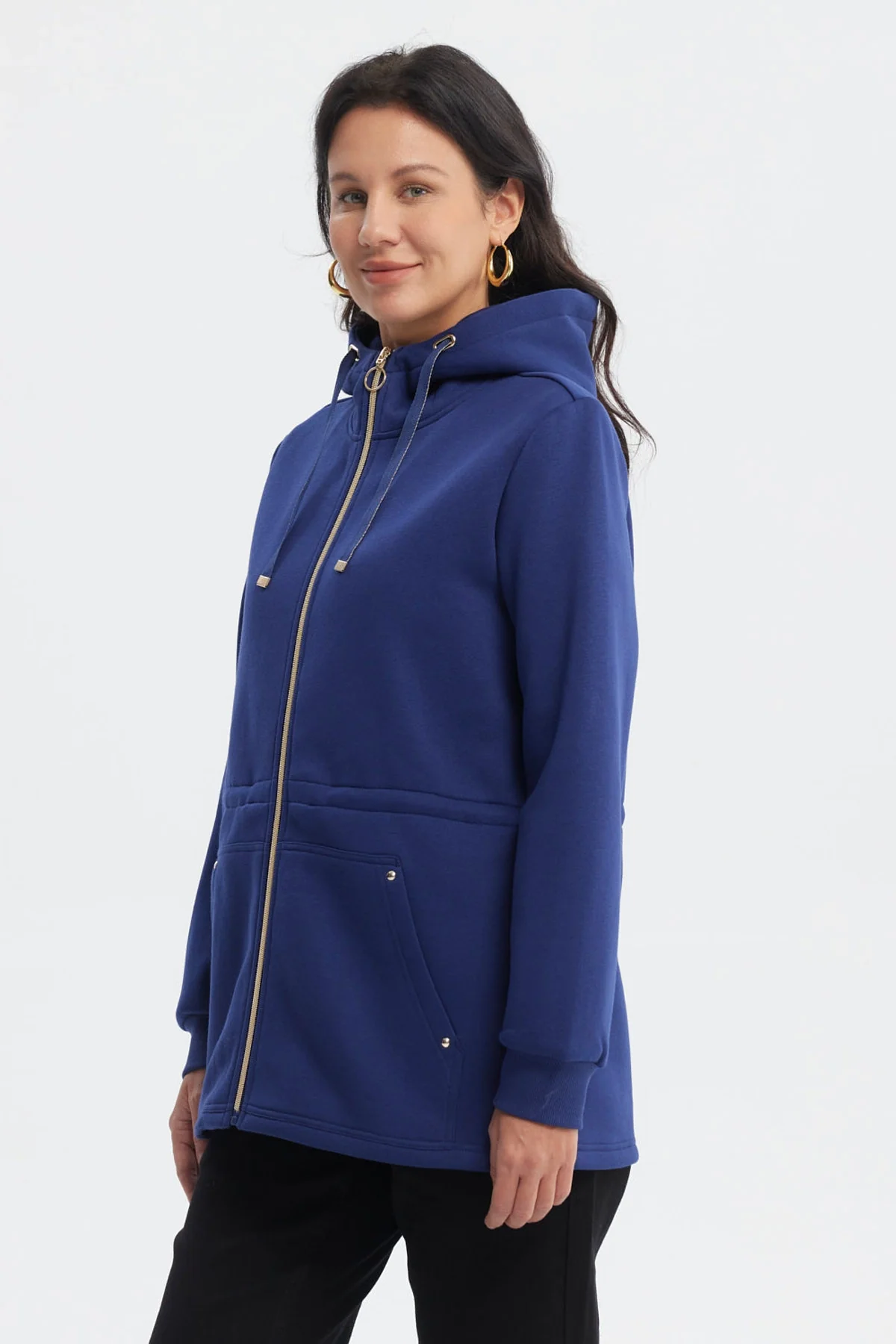 Polerón Mujer Capucha Azul Oscuro - Image 2