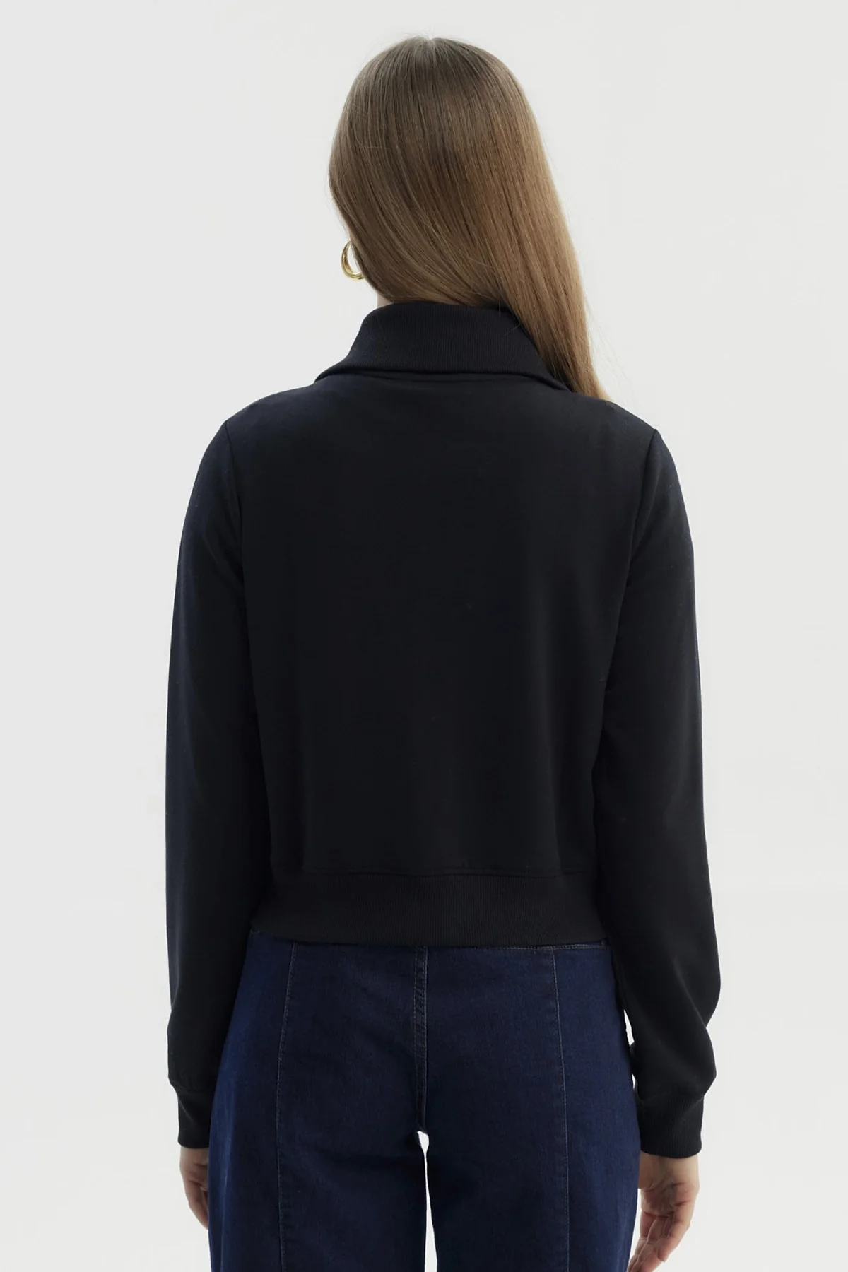 Polerón Mujer Cuello Alto Full Zipper Negro - Image 3