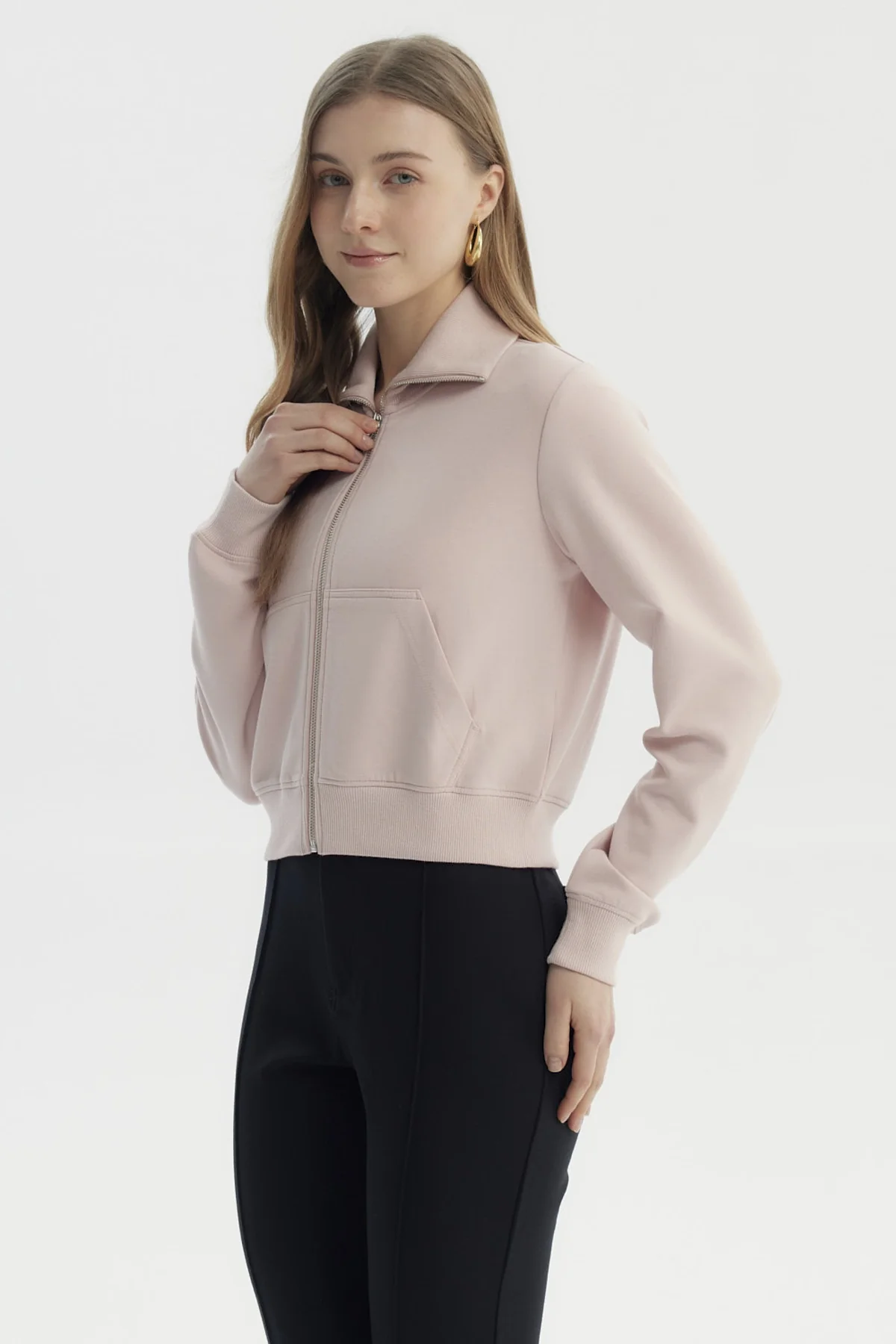 Polerón Mujer Cuello Alto Full Zipper Rosado - Image 2
