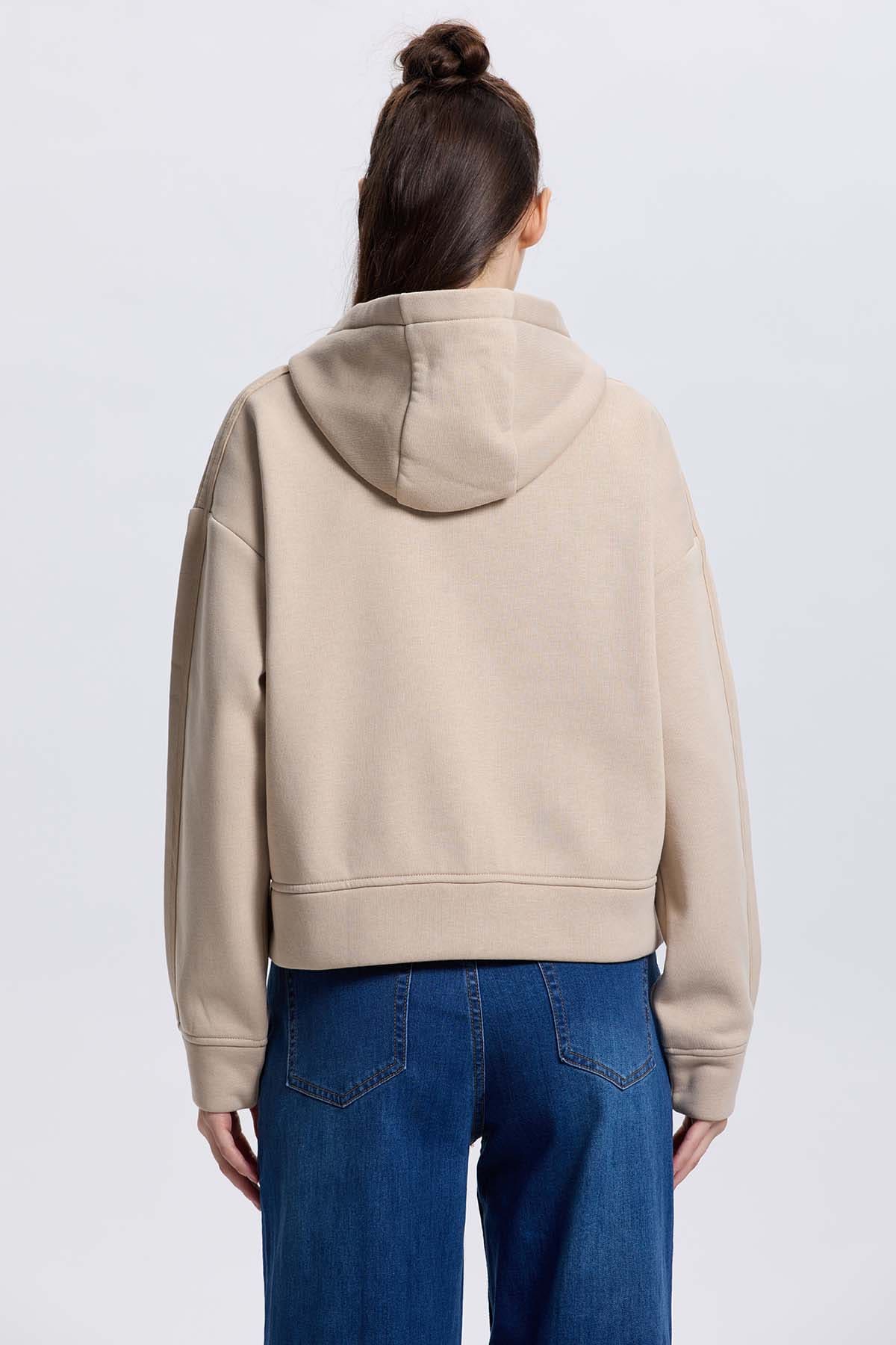 Polerón Mujer Full Zipper Beige - Image 3
