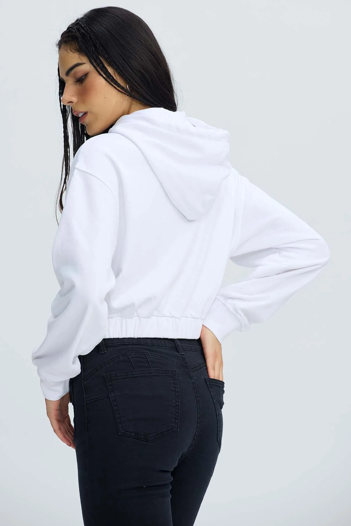 Polerón Mujer Full Zipper Crop Crudo - Image 3