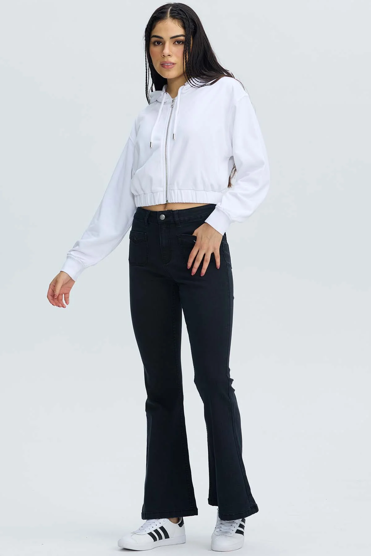 Polerón Mujer Full Zipper Crop Crudo - Image 4