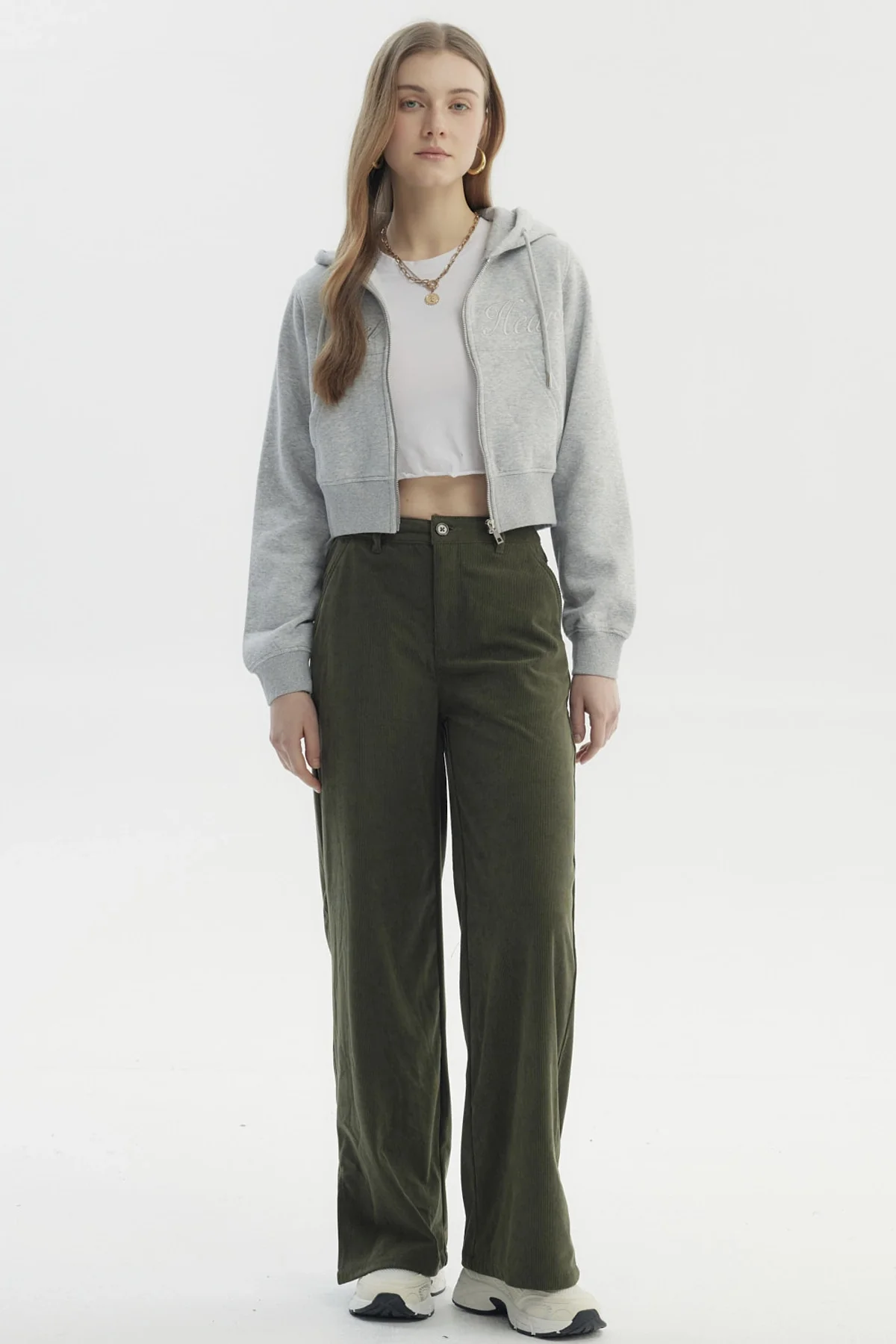 Polerón Mujer Full Zipper Gris Melange - Image 4