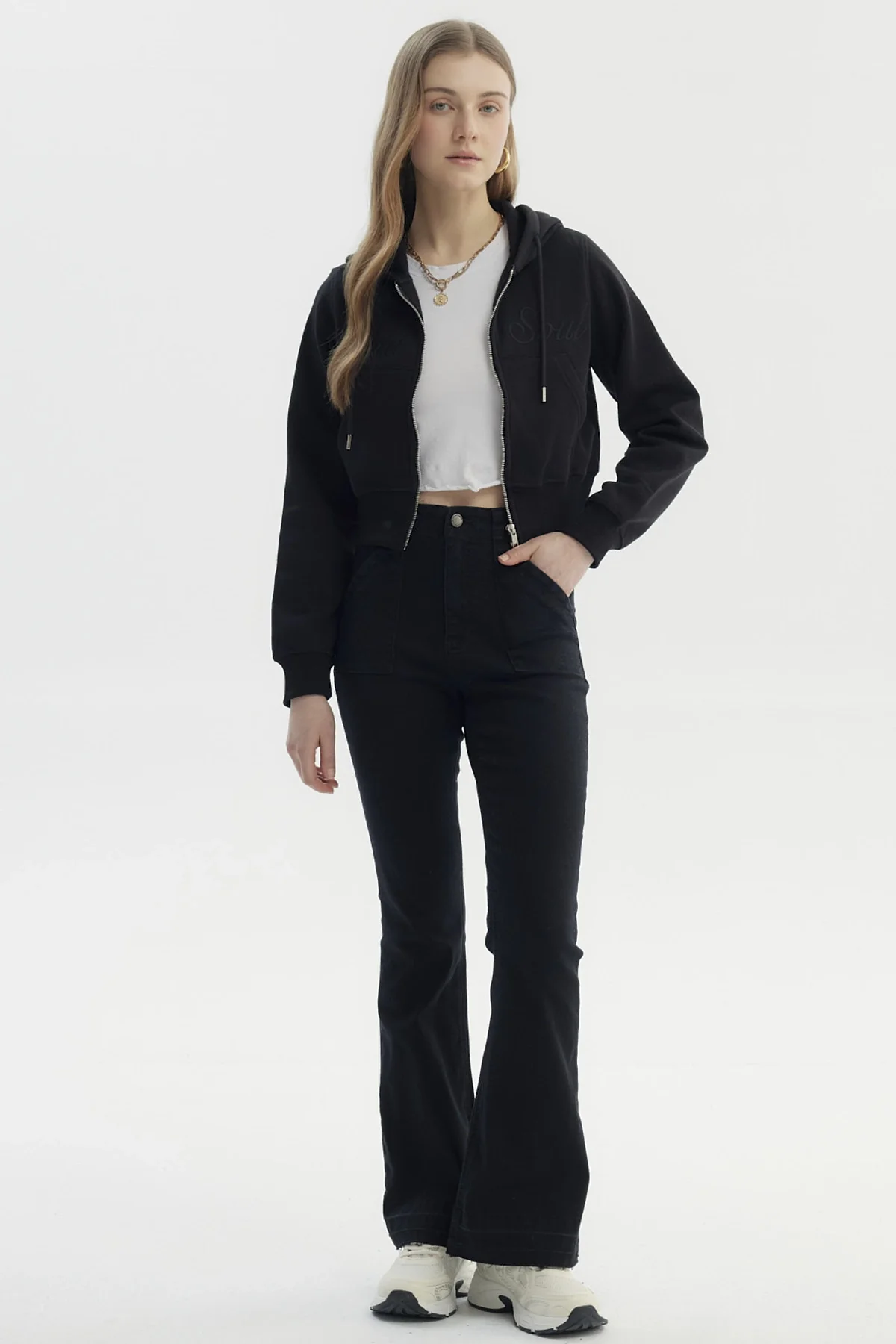 Polerón Mujer Full Zipper Negro - Image 4