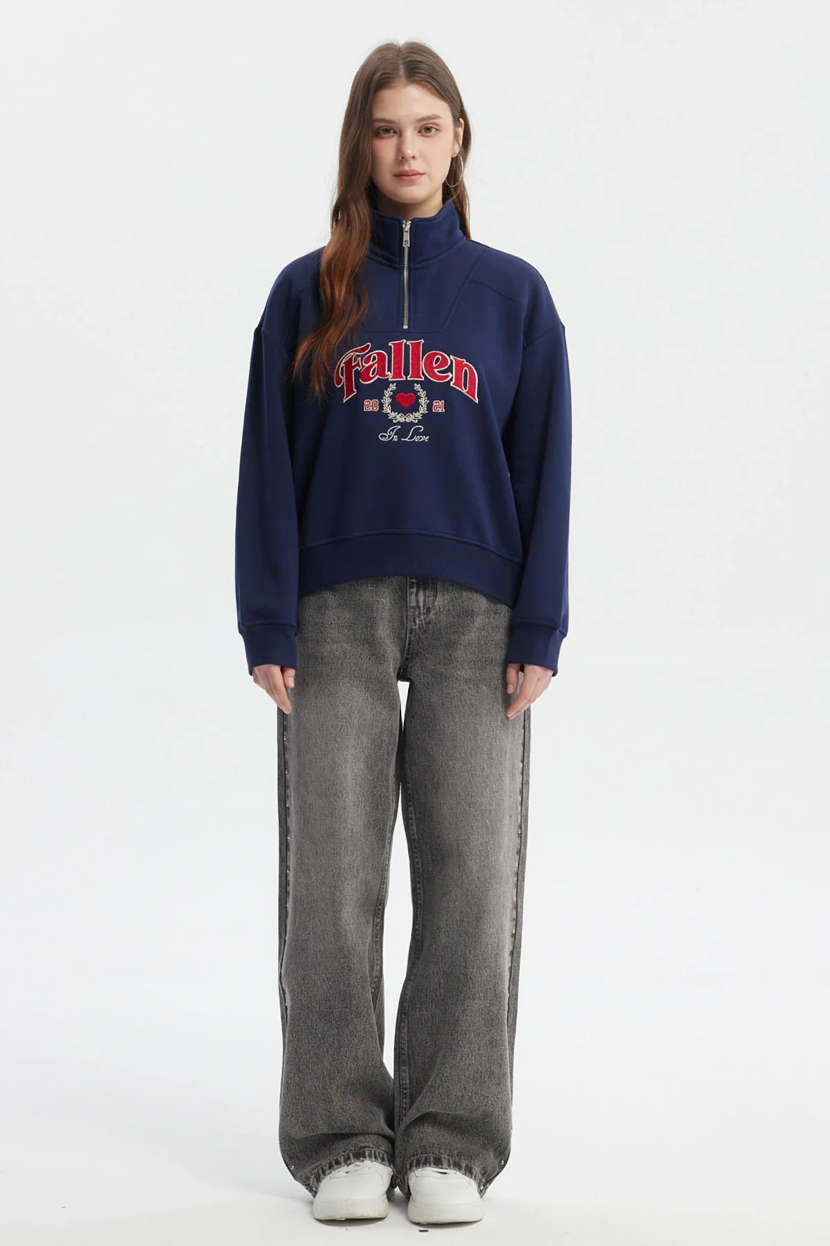 Polerón Mujer Medio Zipper Azul - Image 4