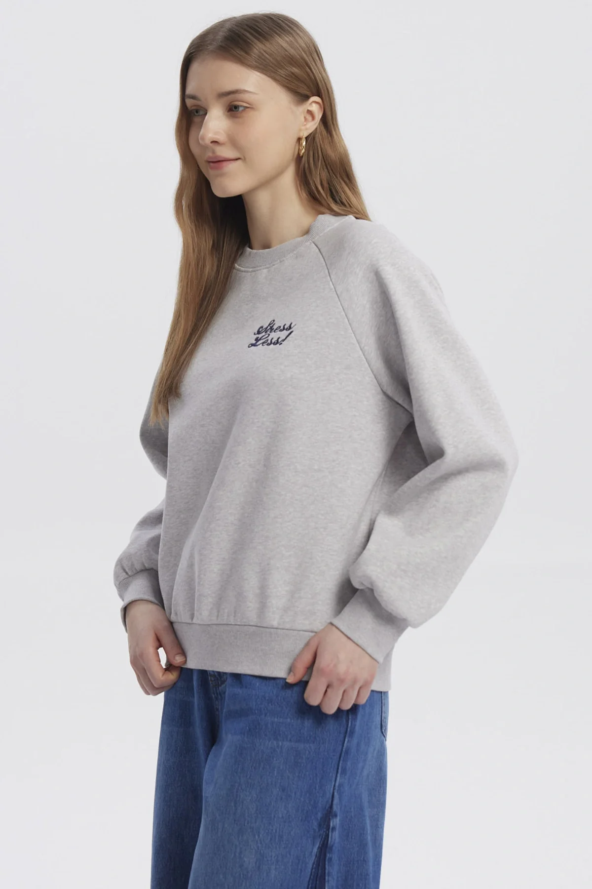 Polerón Mujer Oversize Print Gris Melange - Image 2
