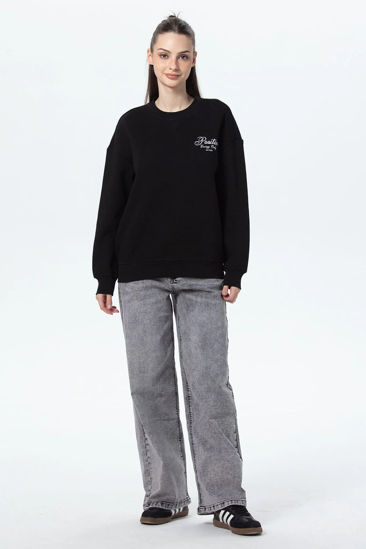 Polerón Mujer Oversize Print Negro - Image 4