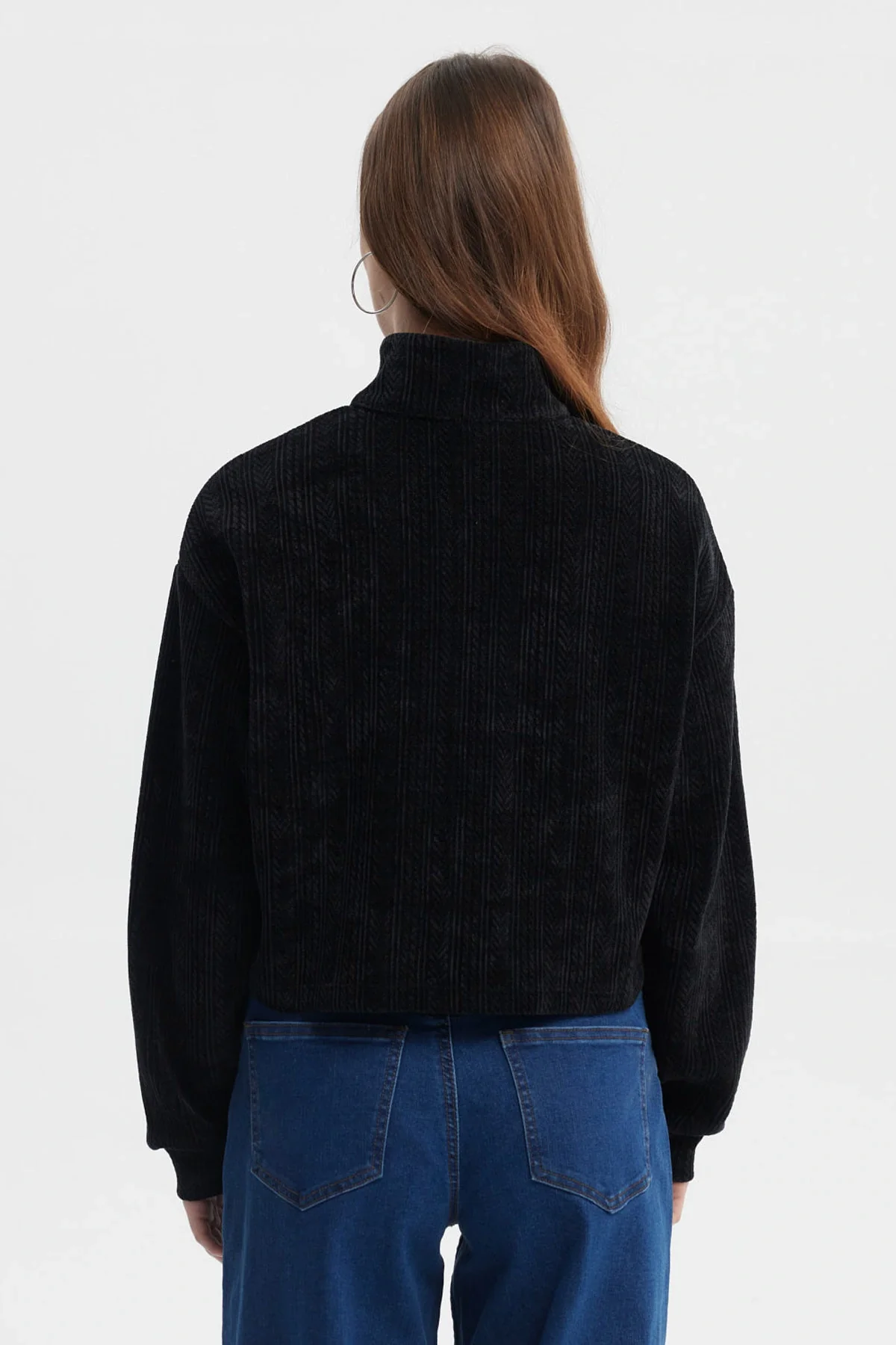 Polerón Mujer Slim Half Zipper Negro - Image 3