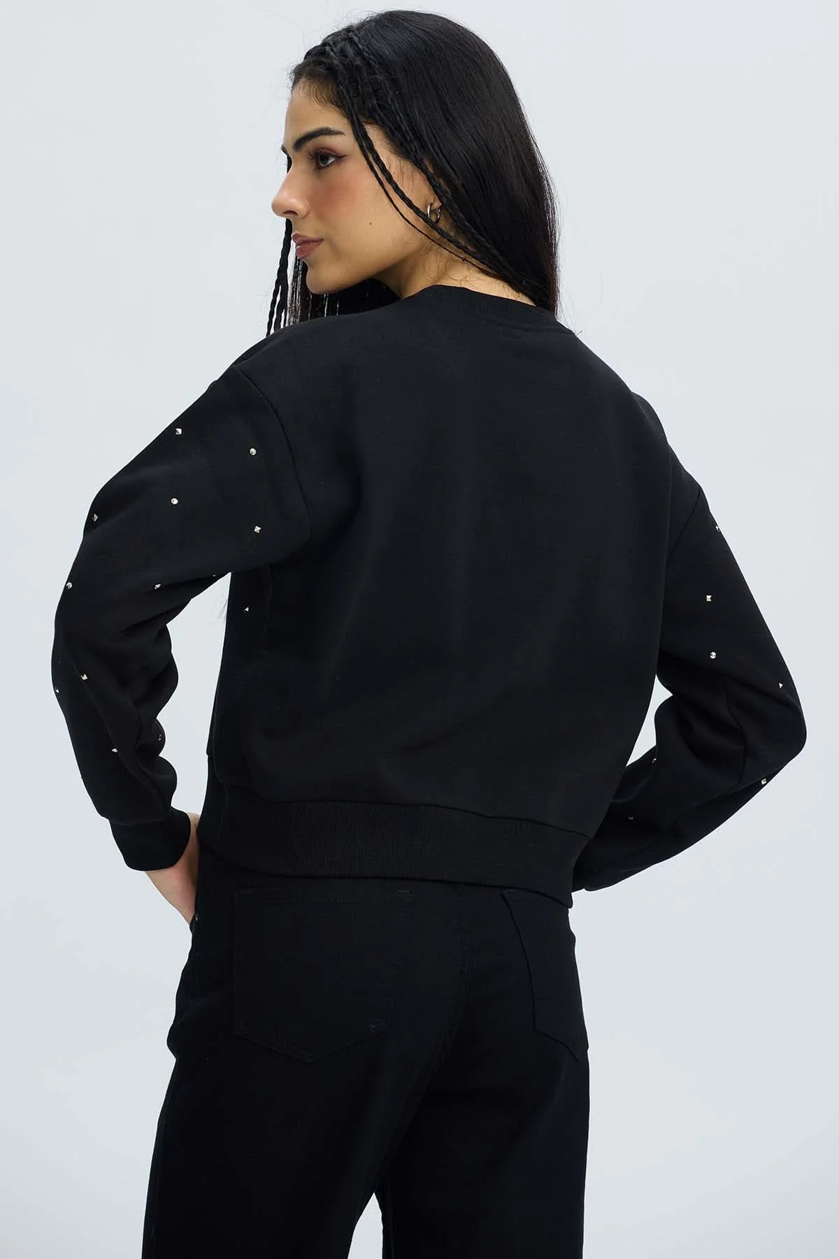Polerón Mujer Strass Negro - Image 3