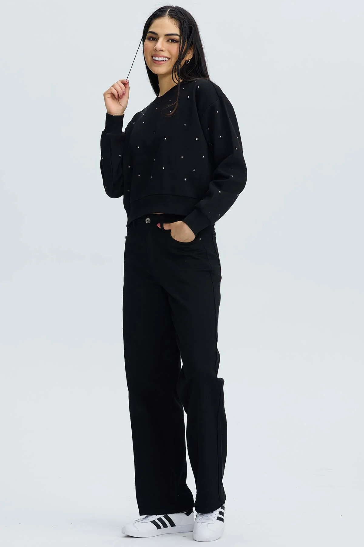 Polerón Mujer Strass Negro - Image 4