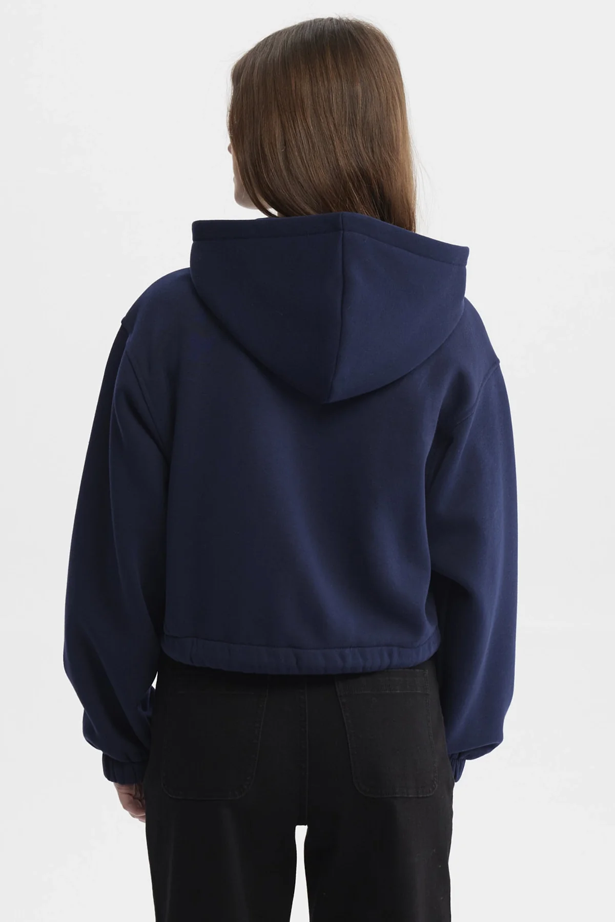 Polerón Mujer Zipper Crop Azul Oscuro - Image 3