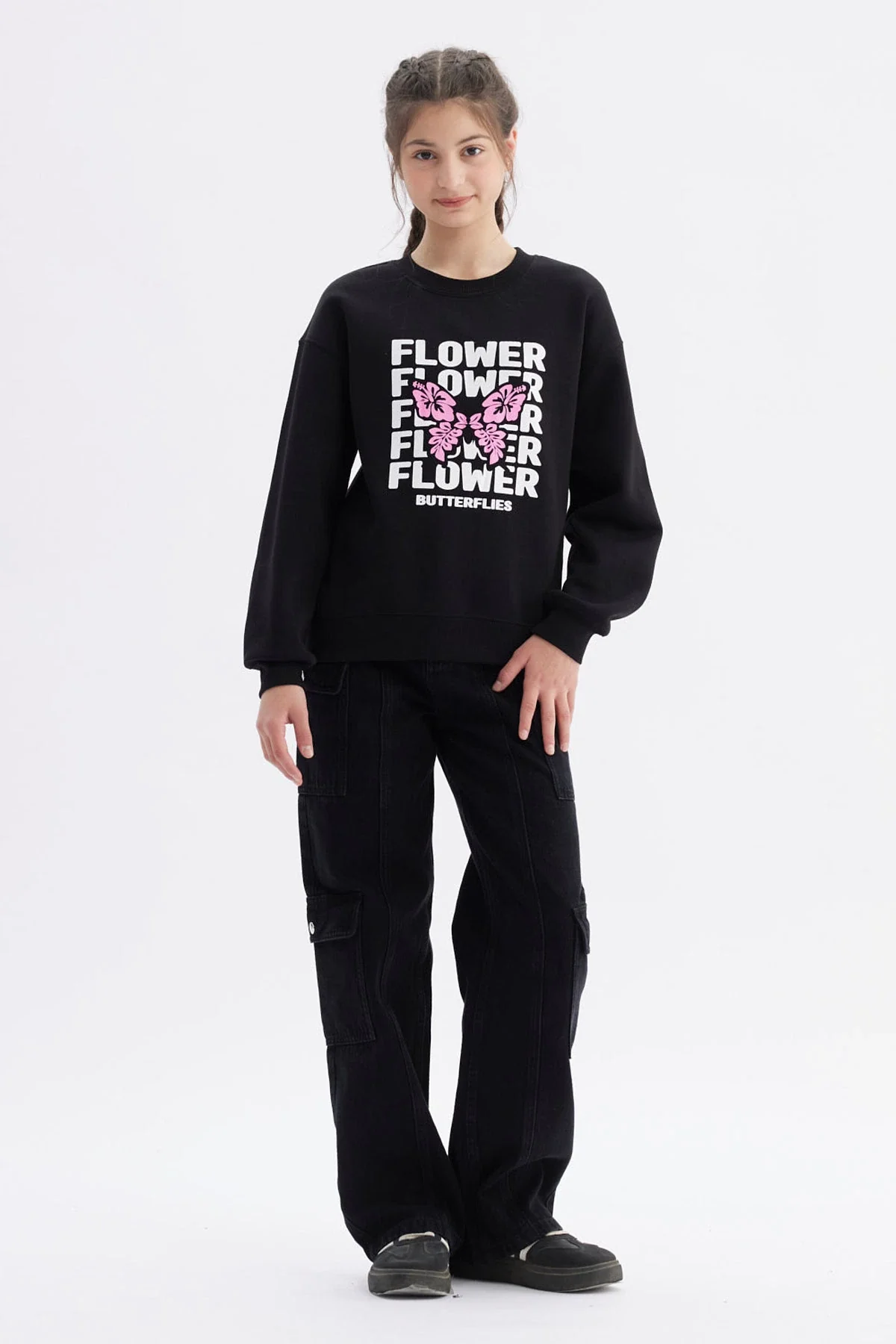 Polerón Niña Básico Print Negro - Image 4