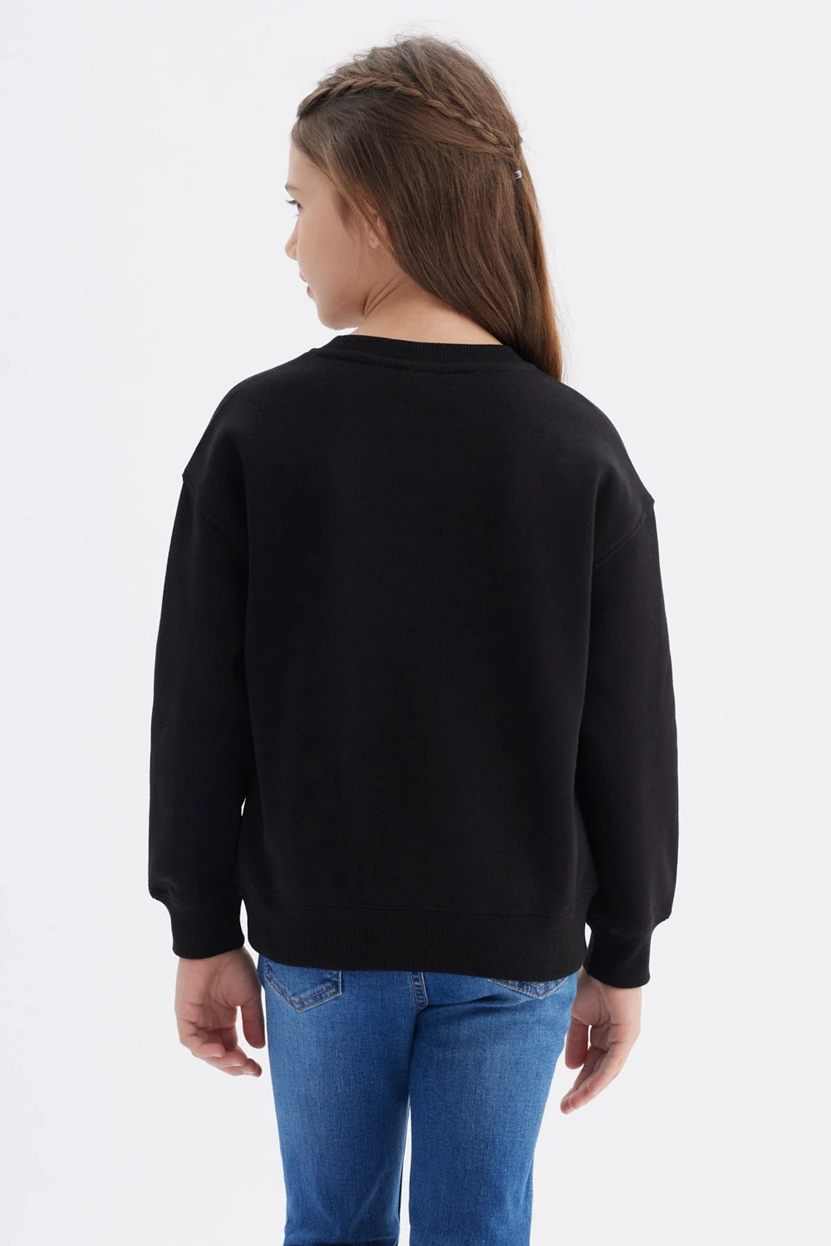 Polerón Niña Básico Print Negro - Image 3