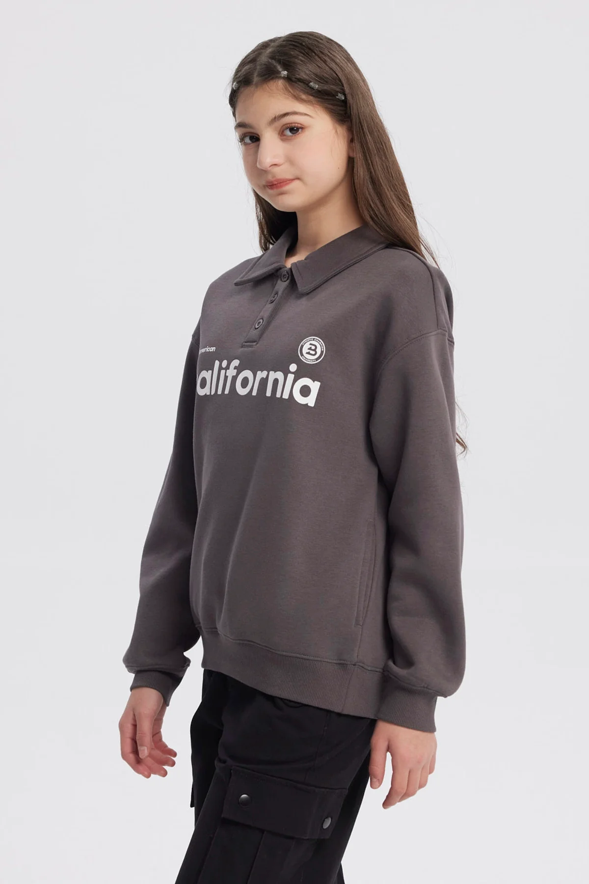 Polerón Niña Cuello Camisero Marengo - Image 2