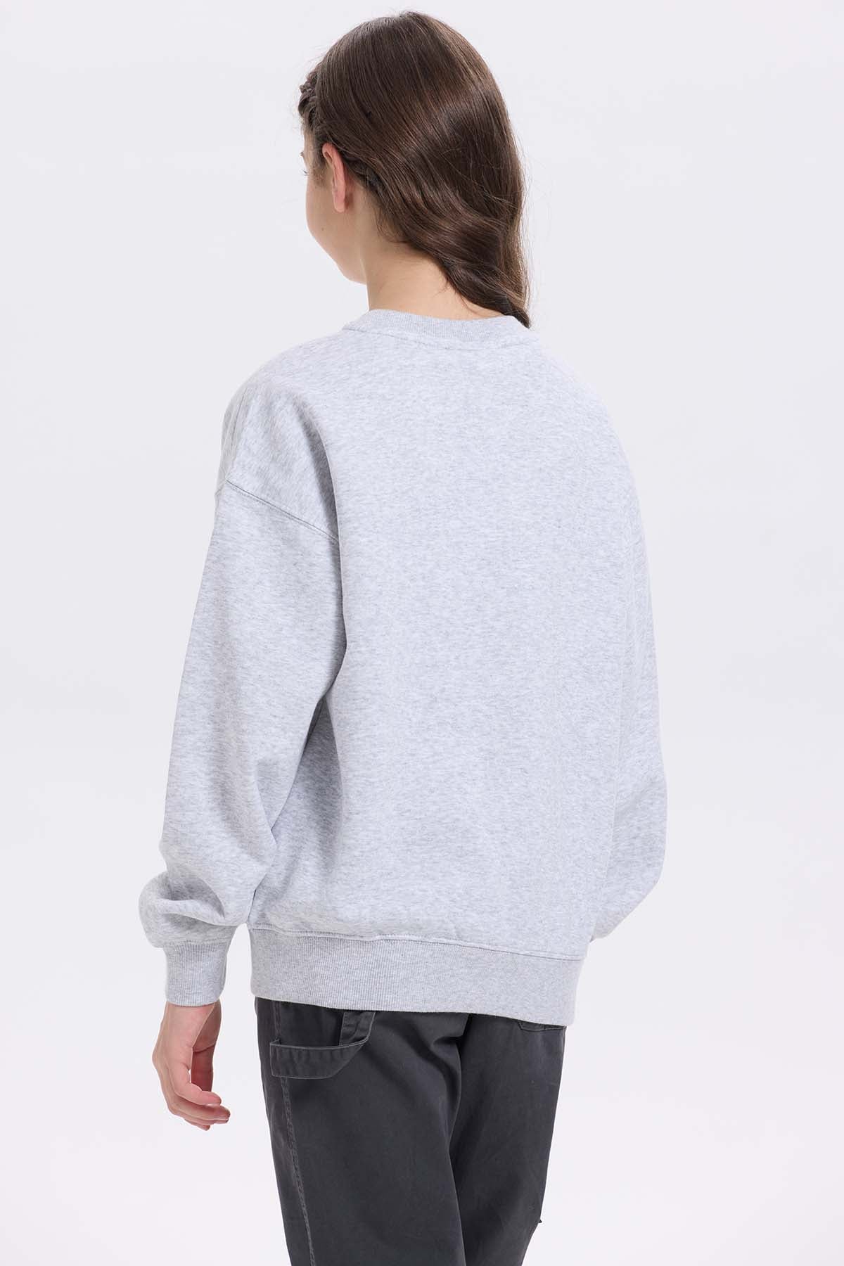Polerón Niña Print Básico Gris Melange - Image 3