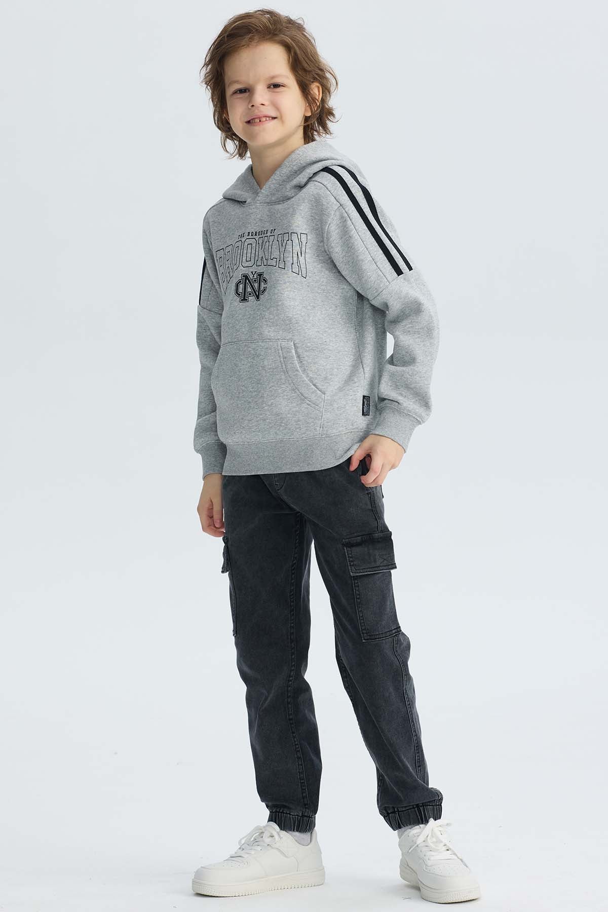 Polerón Niño Básico Print Gris Melange - Image 4