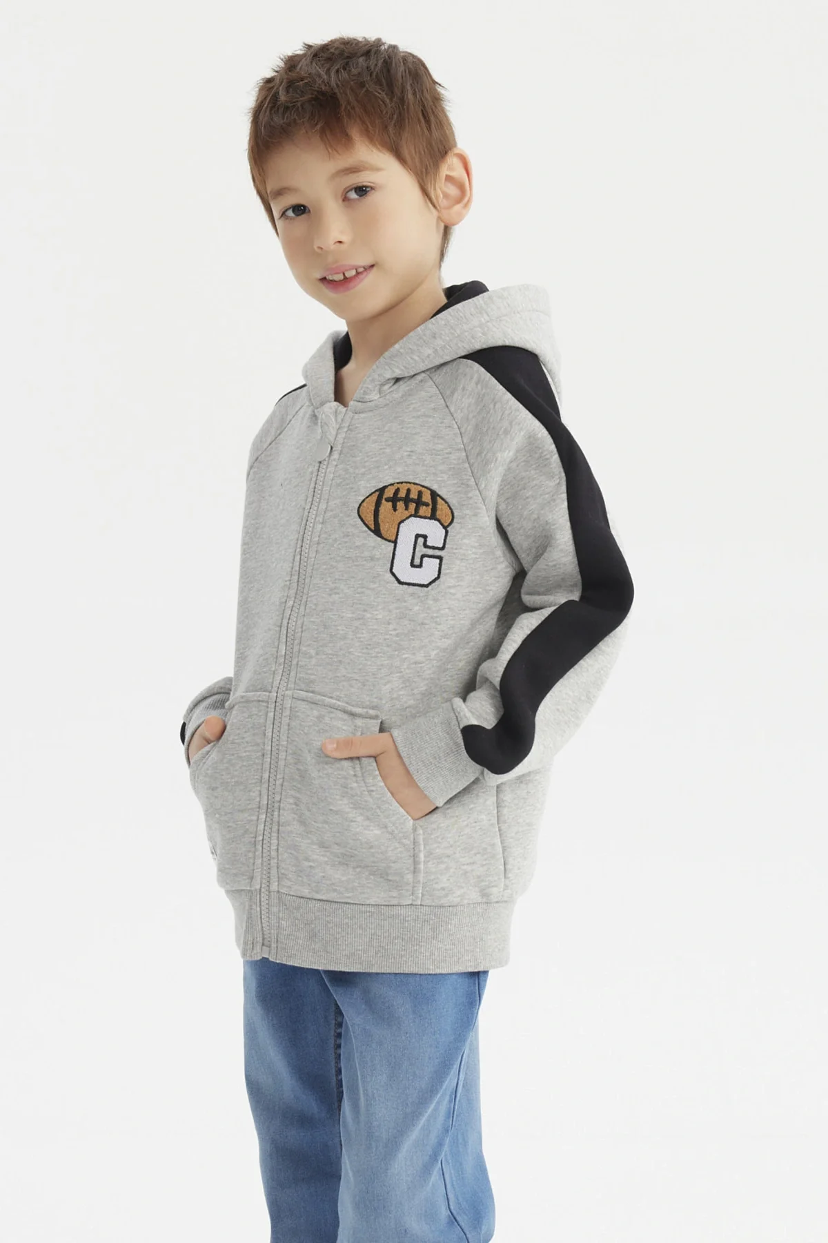 Polerón Niño Slim Gris Melange - Image 2