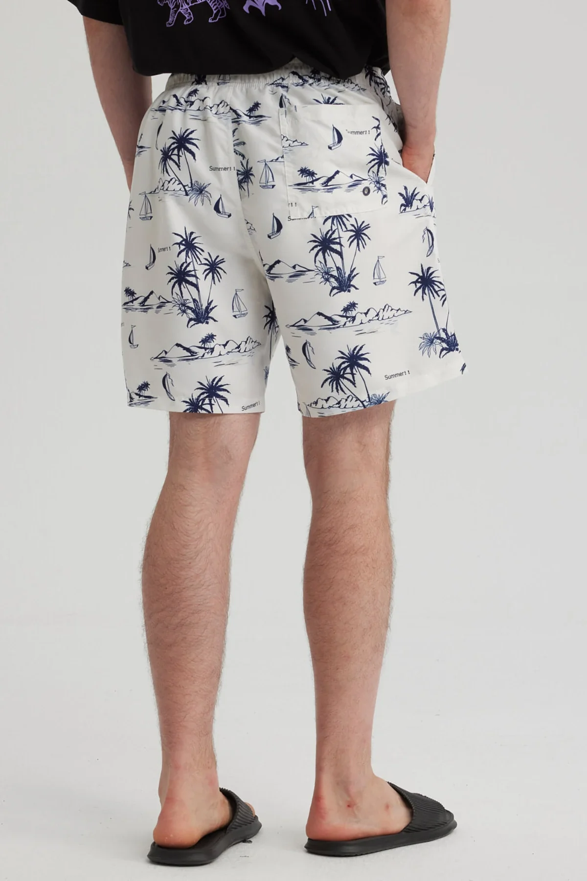 Short de Baño Hombre Full Print Beige - Image 3