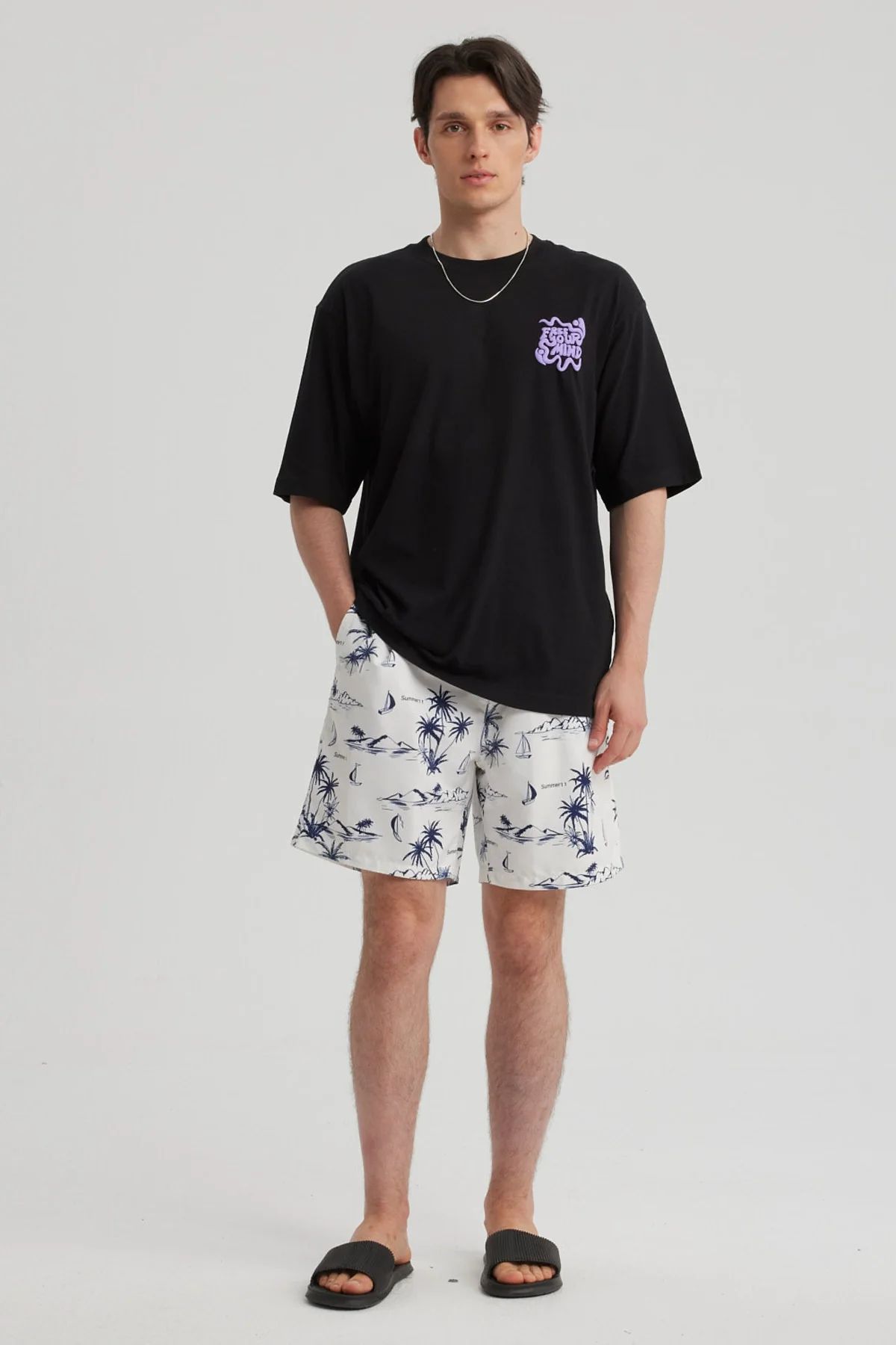 Short de Baño Hombre Full Print Beige - Image 4