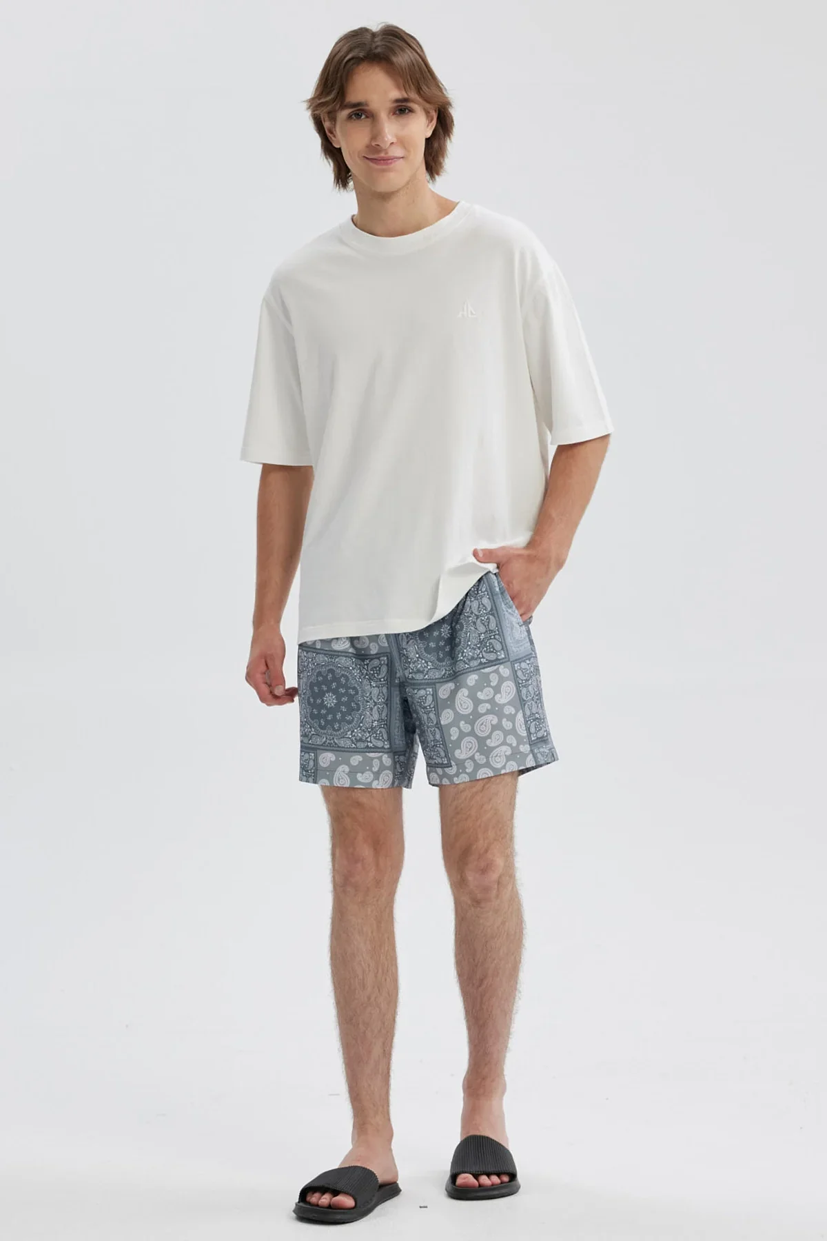 Short de Baño Hombre Print Bandana Gris - Image 4