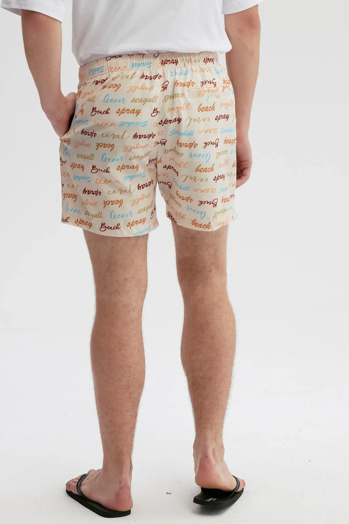 Short de Baño Hombre Print Texto Beige - Image 2