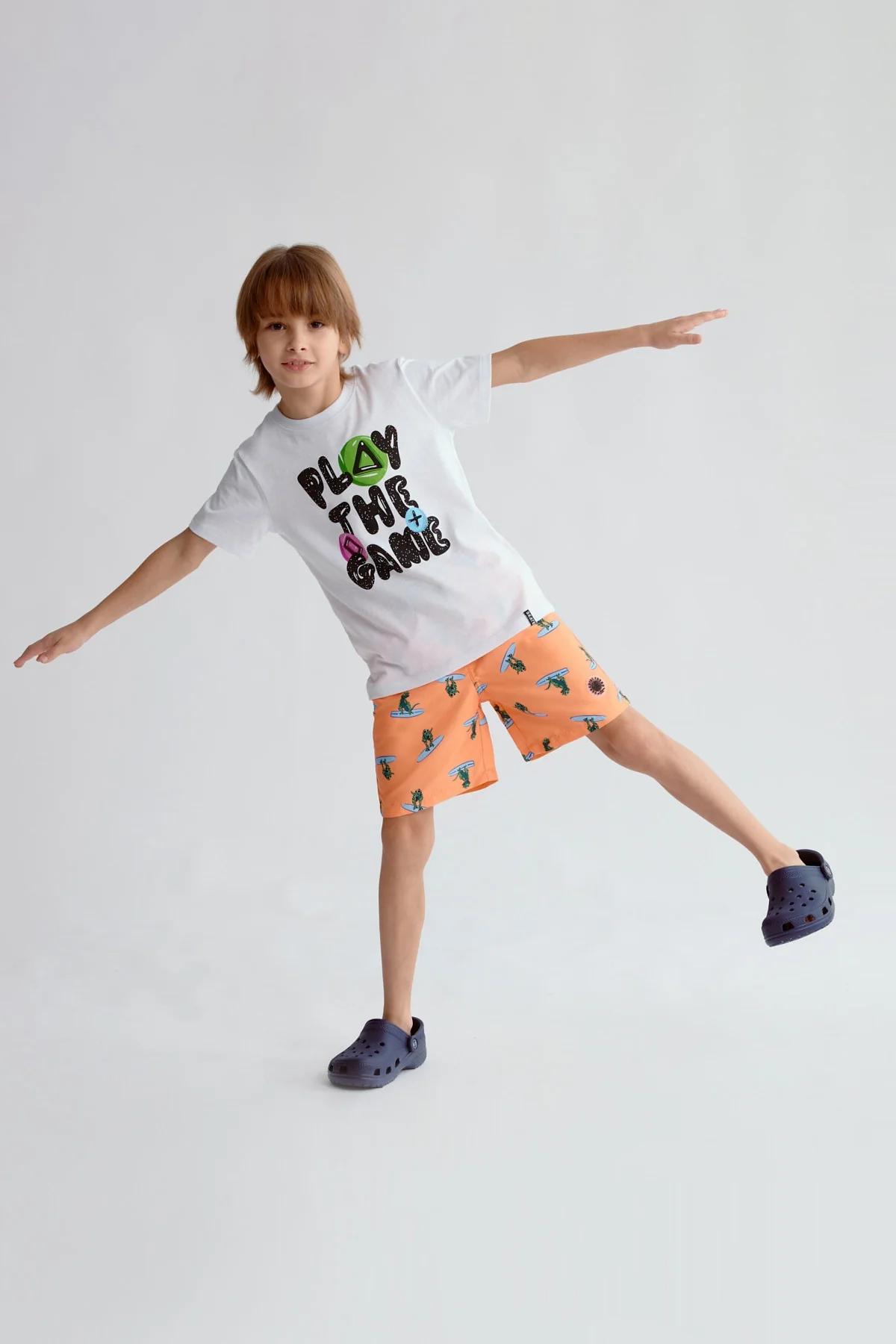 Short de Baño Niño Básico Print Naranjo - Image 4
