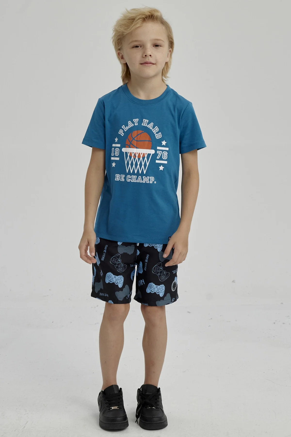 Short de Baño Niño Básico Print Negro - Image 4