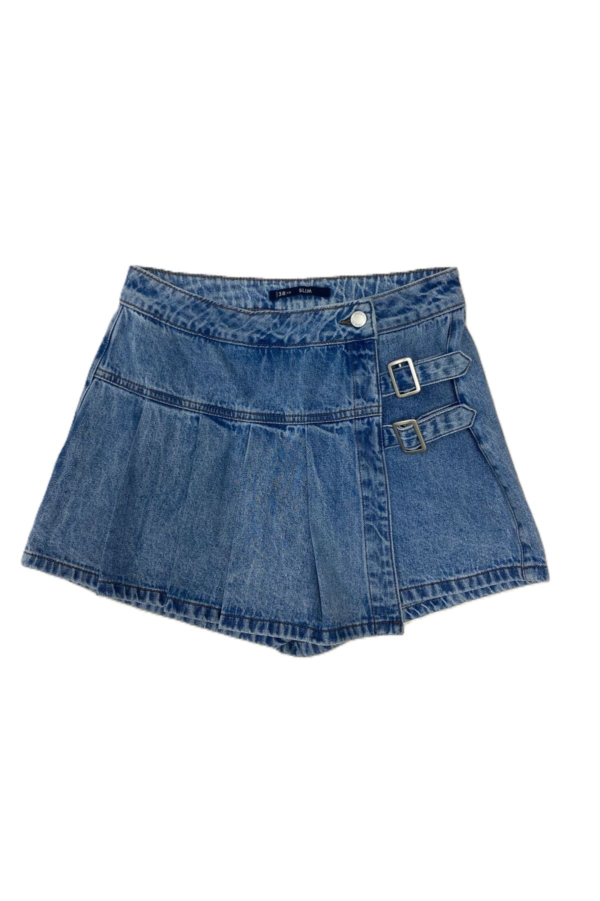 Short Mujer Falda Tableado Azul - Image 5