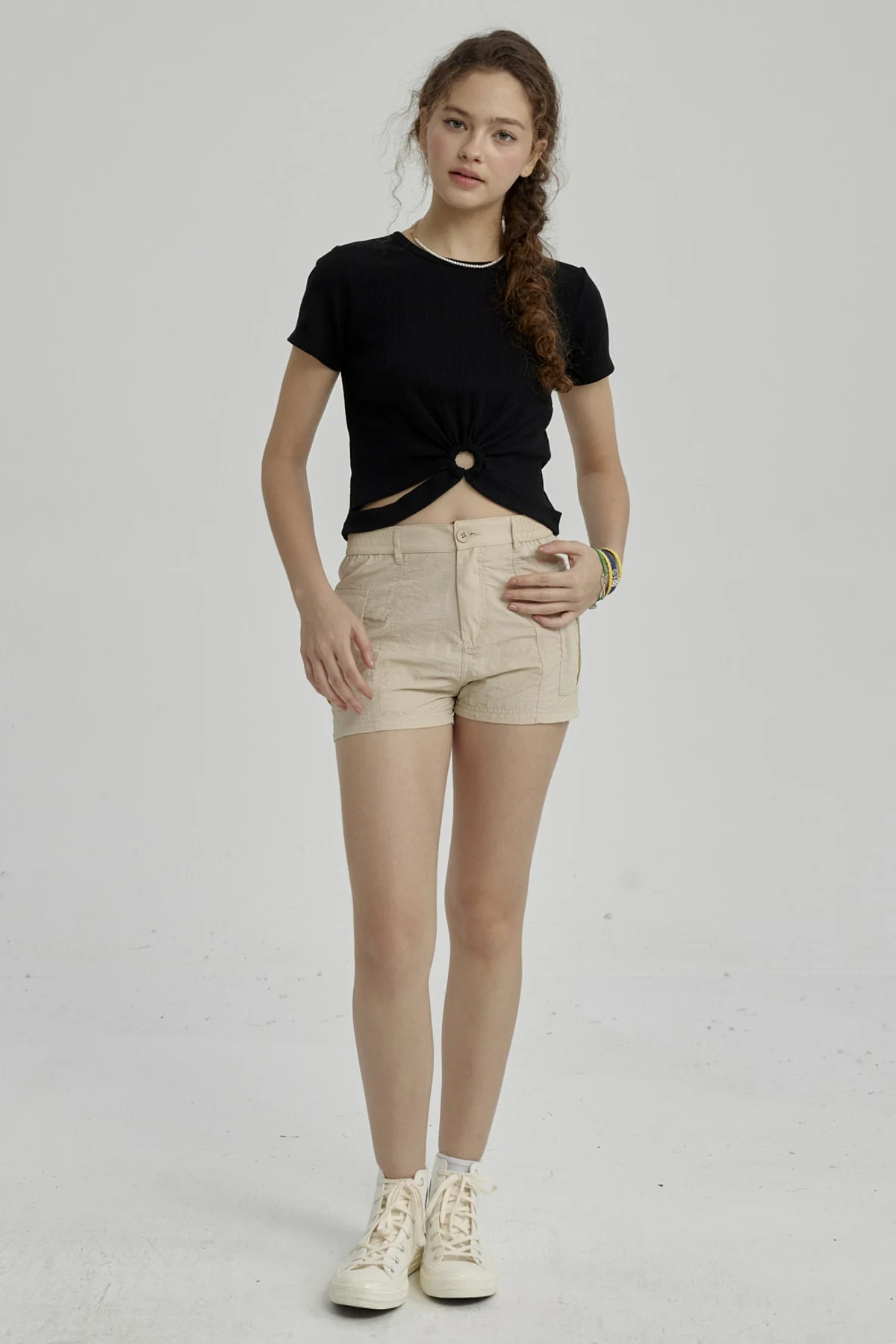 Short Niña Cargo Taslan Beige - Image 4
