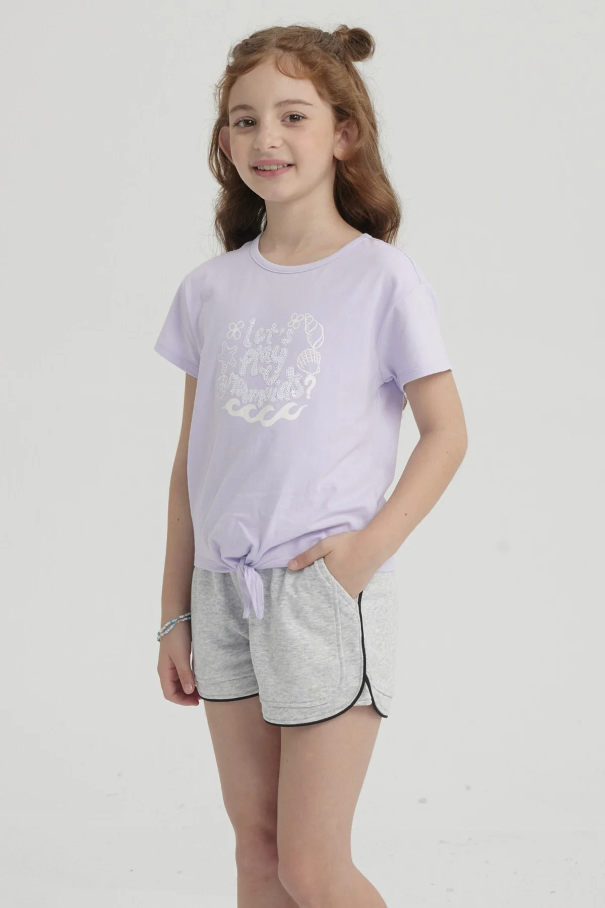 Short Niña Con Cordón Gris Melange - Image 2