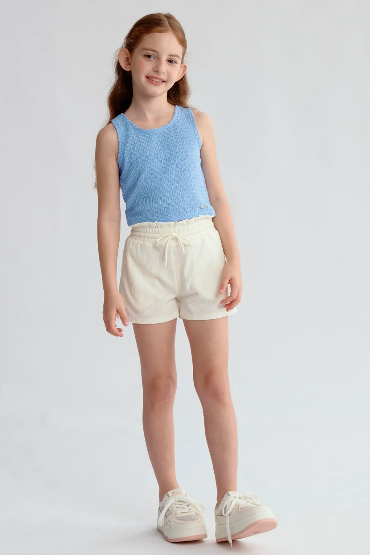Short Niña Textura Elasticado Cintura Blanco - Image 4