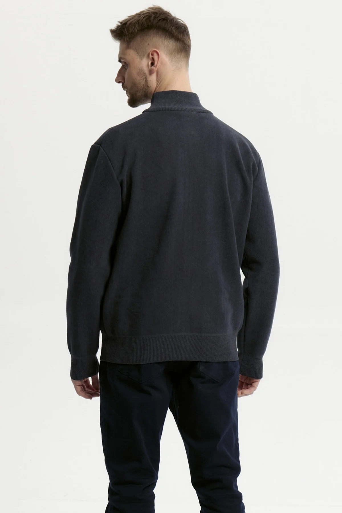 Sweater Hombre Cuello Con Cierre Azul Marino - Image 3