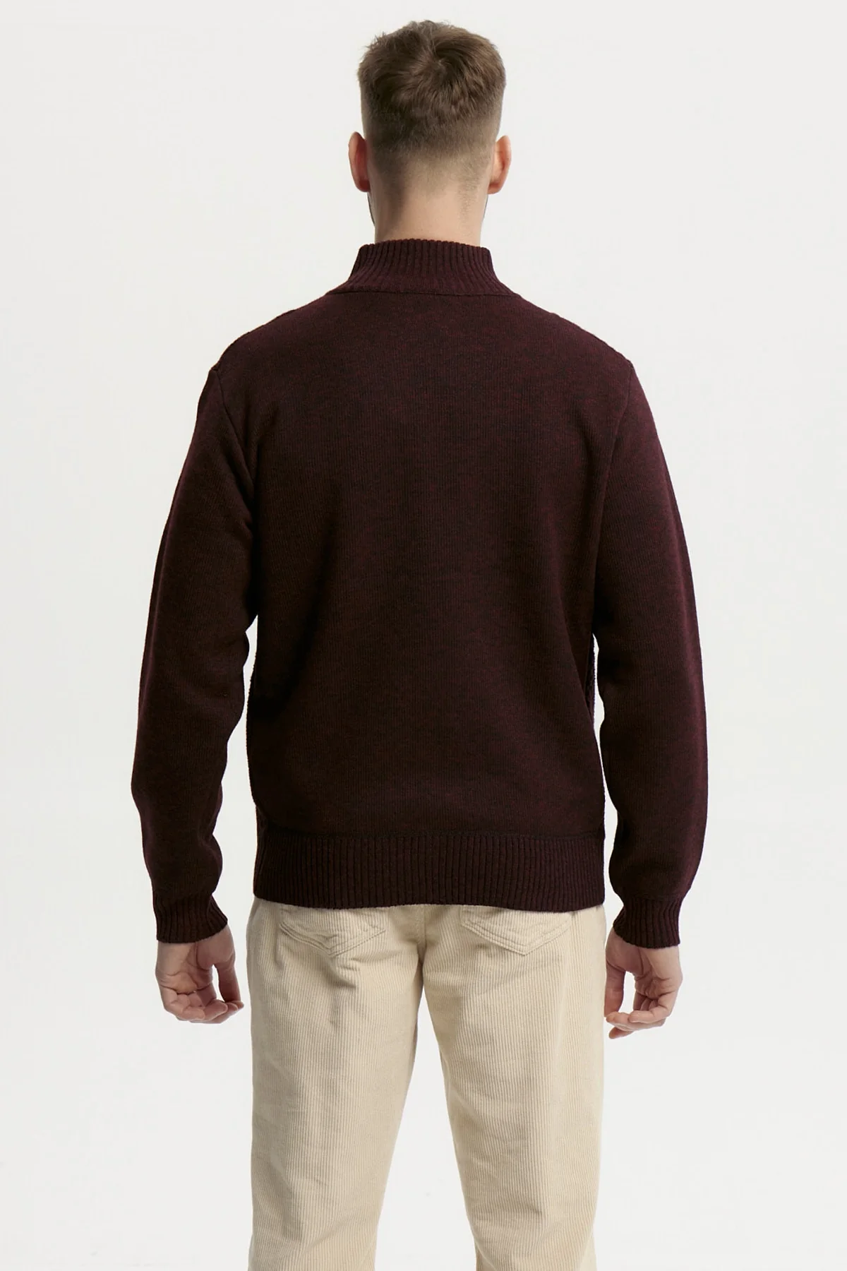 Sweater Hombre Cuello Con Cierre Burdeo - Image 3