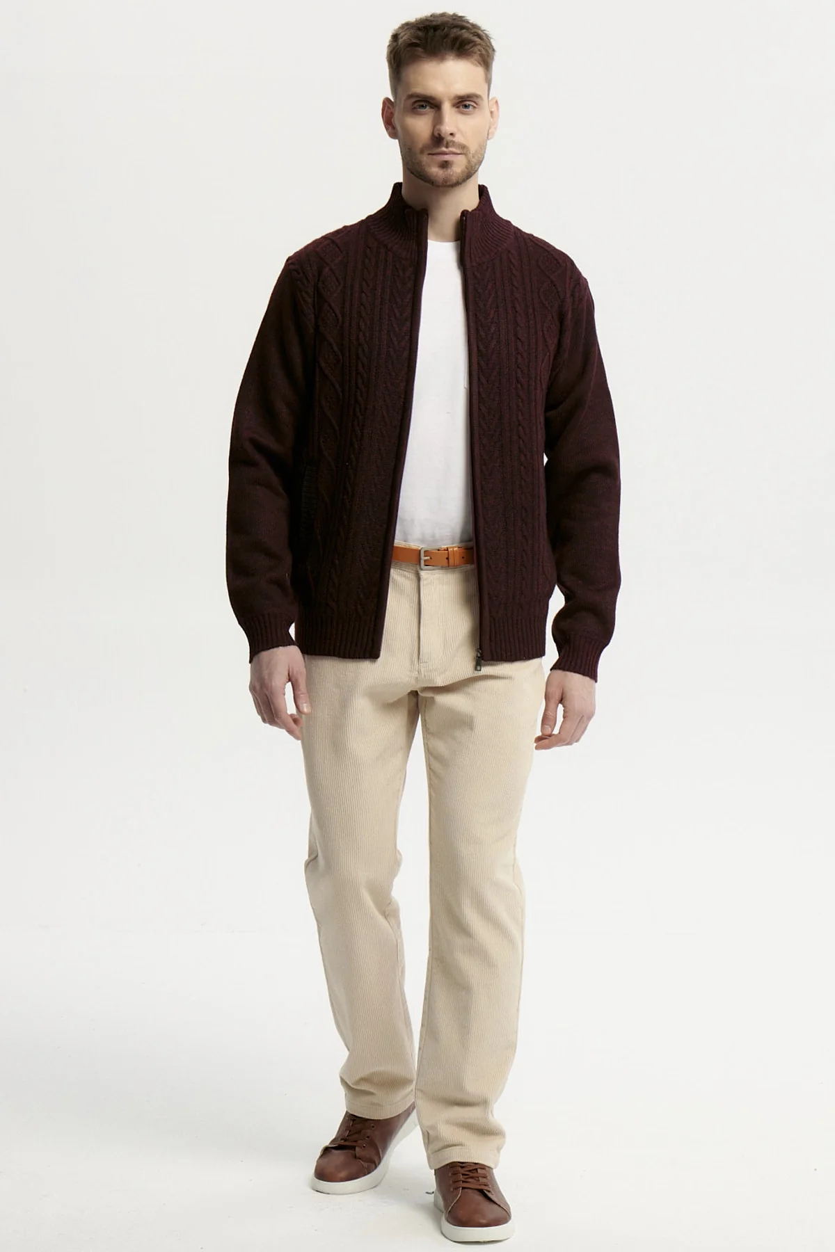 Sweater Hombre Cuello Con Cierre Burdeo - Image 4