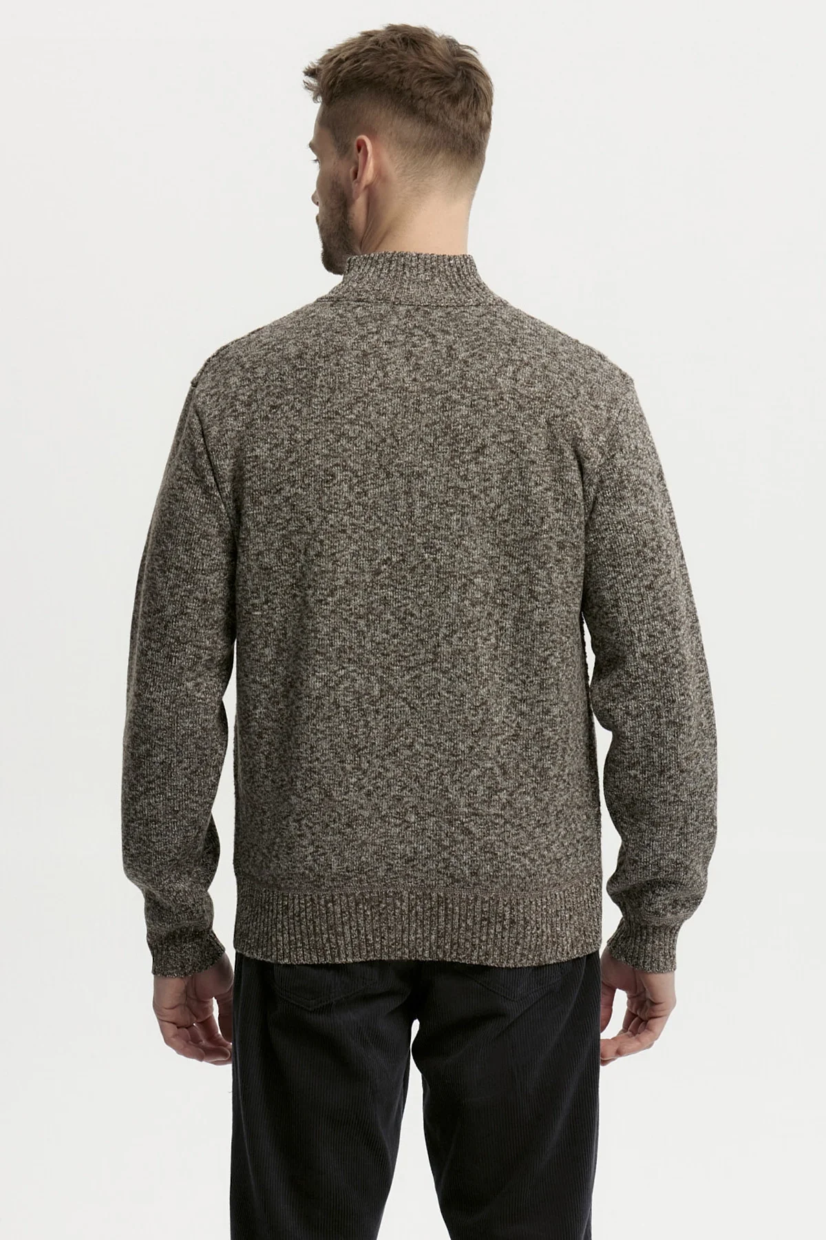 Sweater Hombre Cuello Con Cierre Café - Image 3