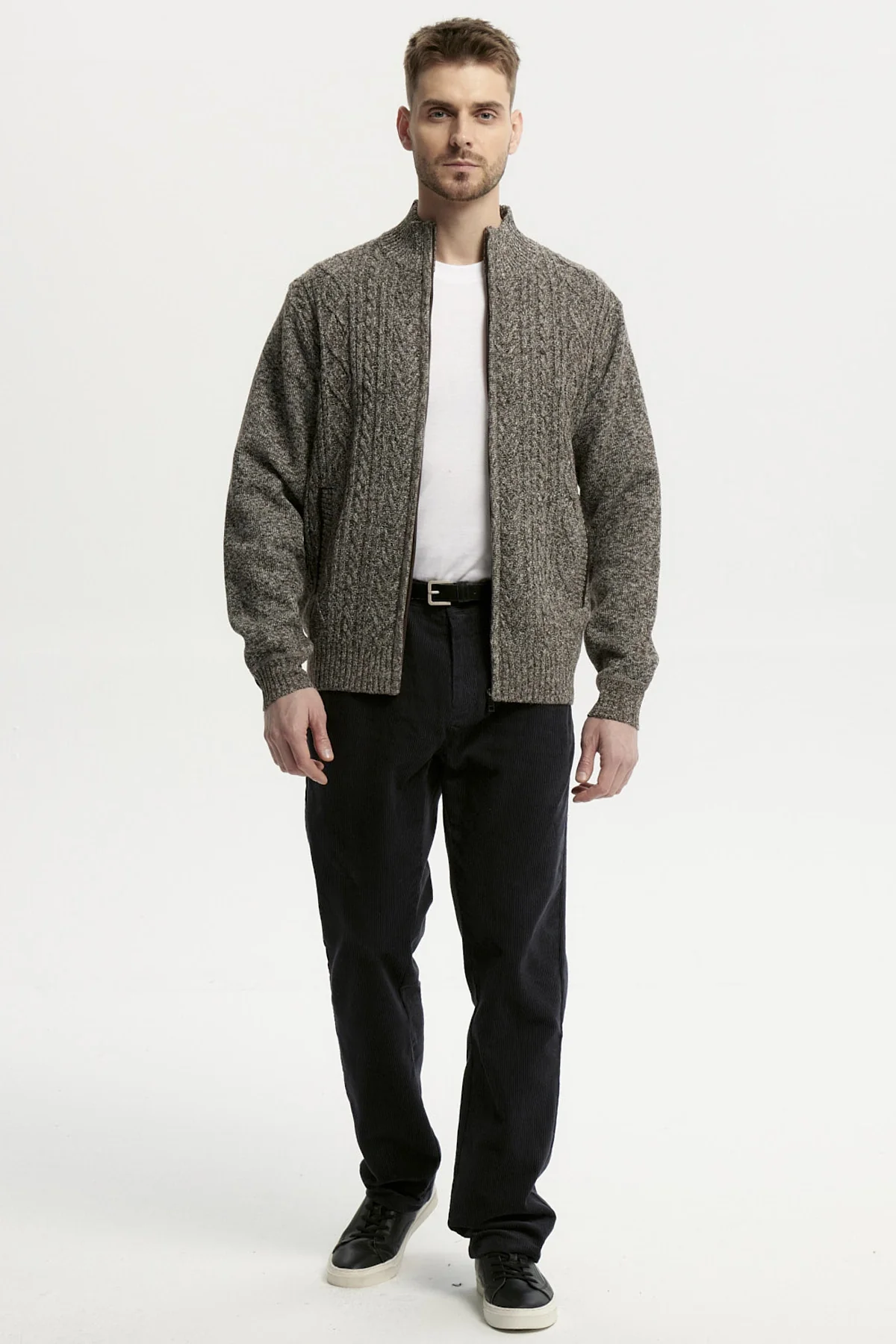 Sweater Hombre Cuello Con Cierre Café - Image 4