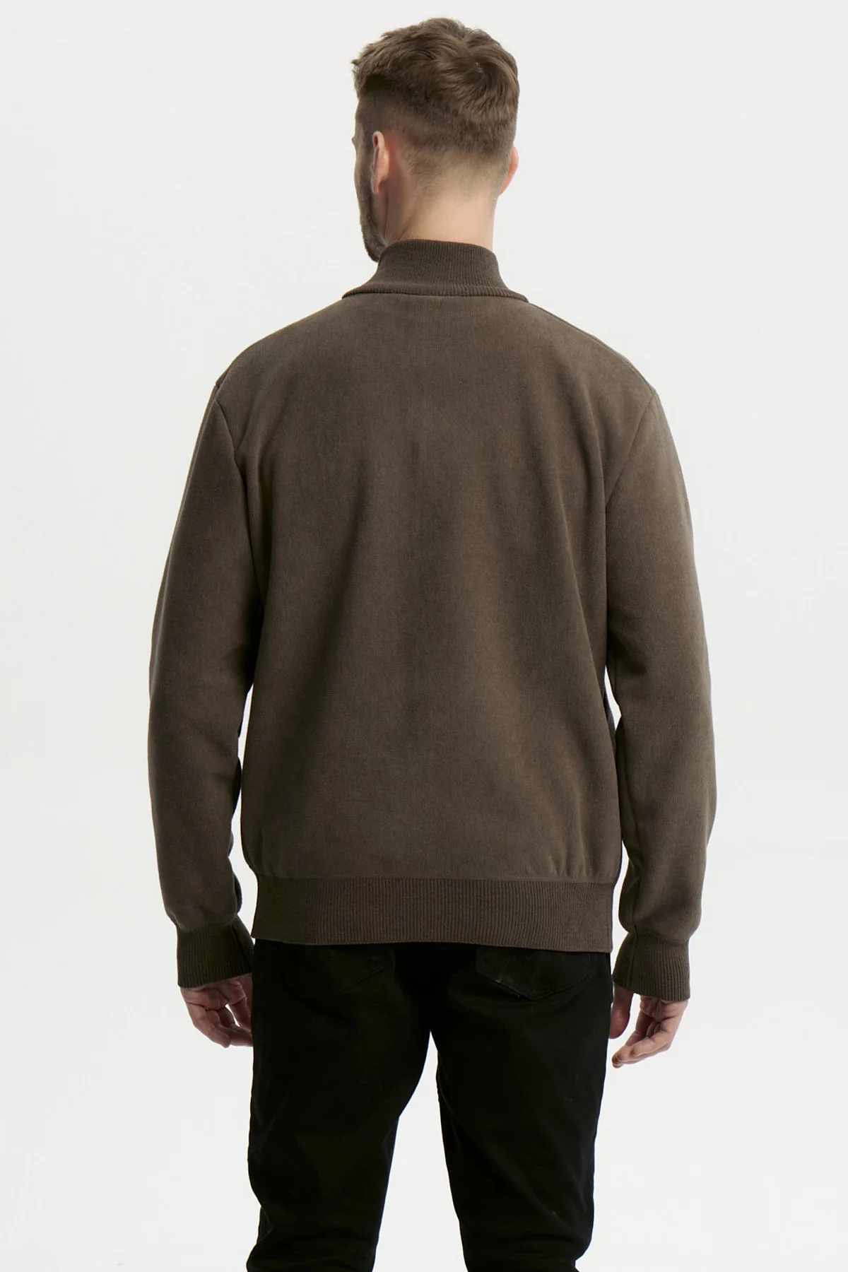 Sweater Hombre Cuello Con Cierre Verde - Image 3