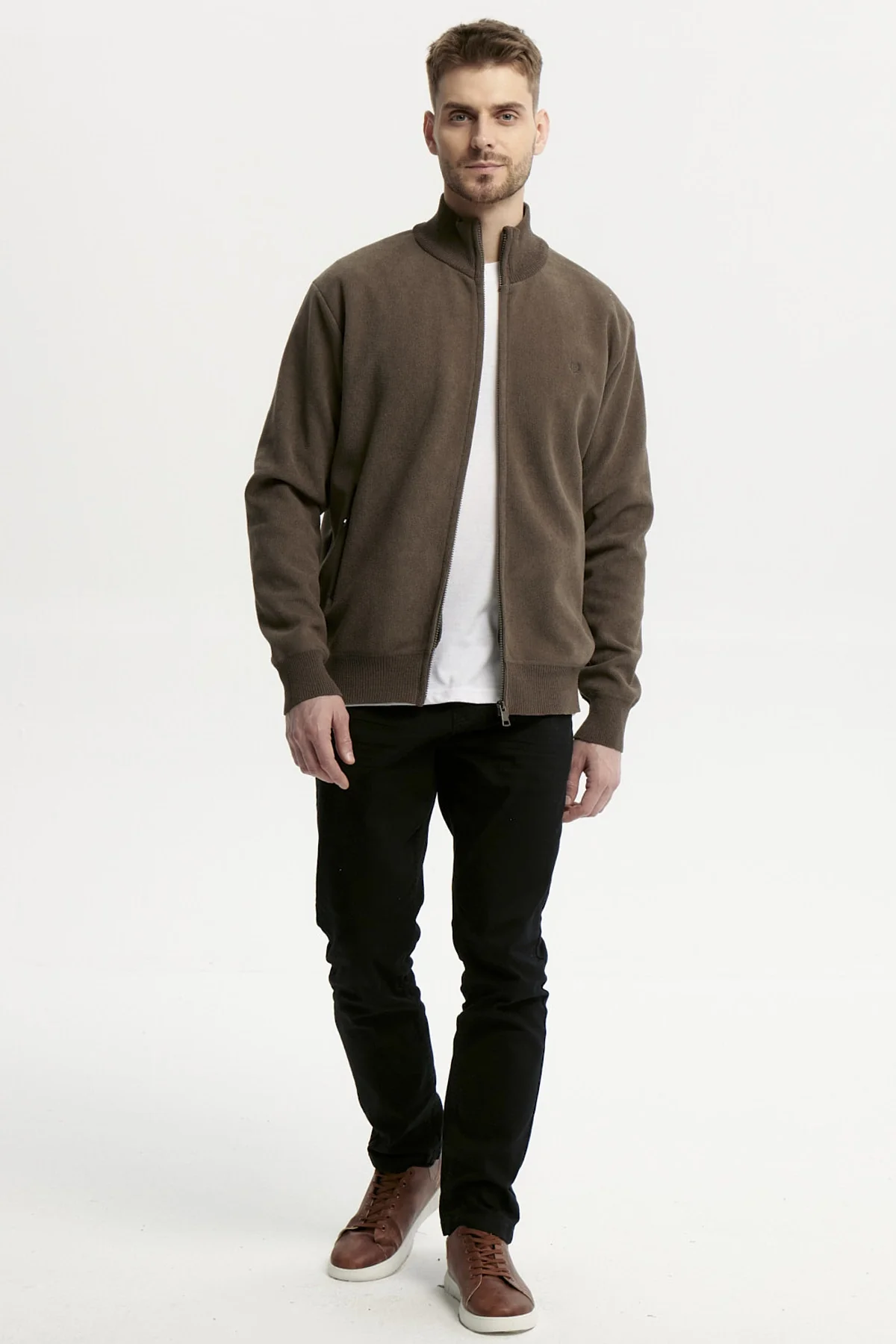 Sweater Hombre Cuello Con Cierre Verde - Image 4
