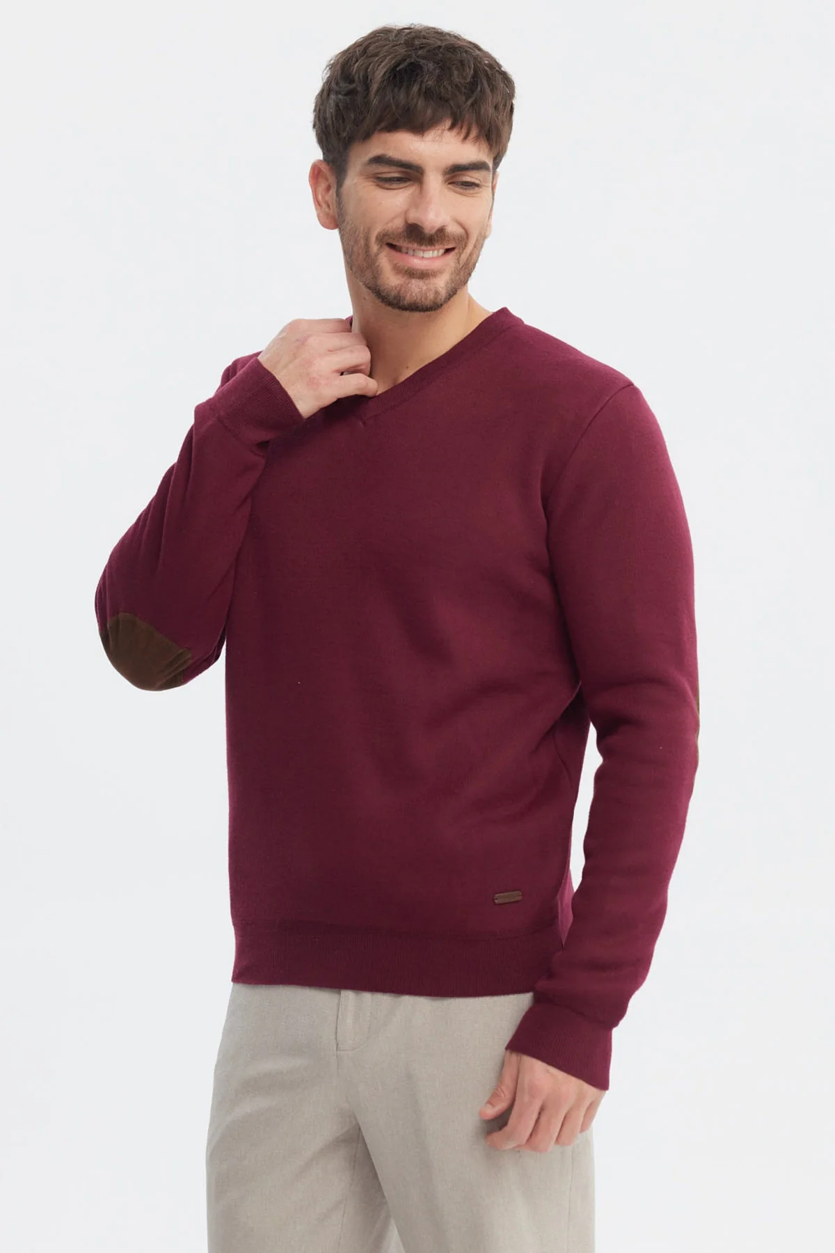 Sweater Hombre Slim Cuello V Rojo - Image 2