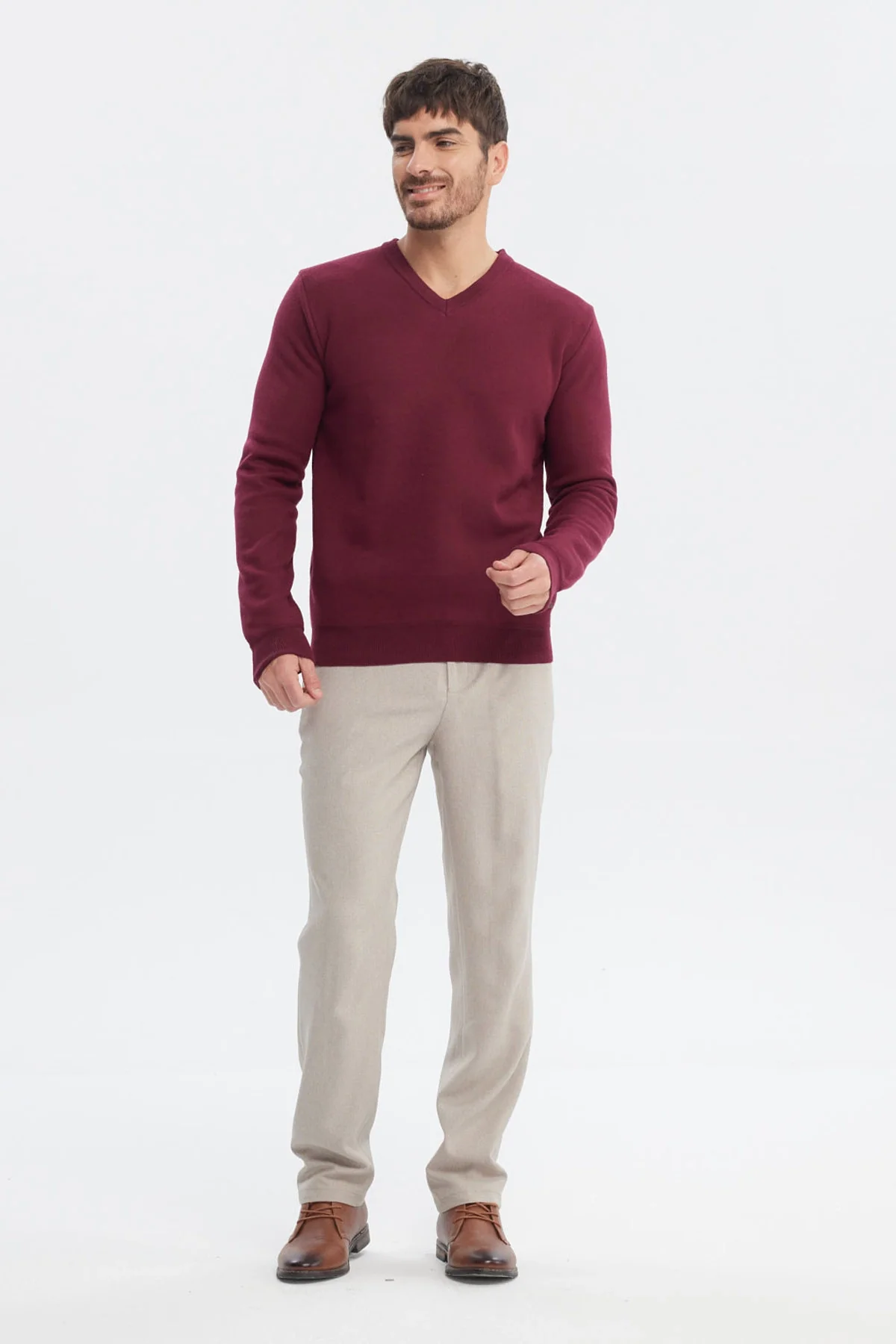Sweater Hombre Slim Cuello V Rojo - Image 4