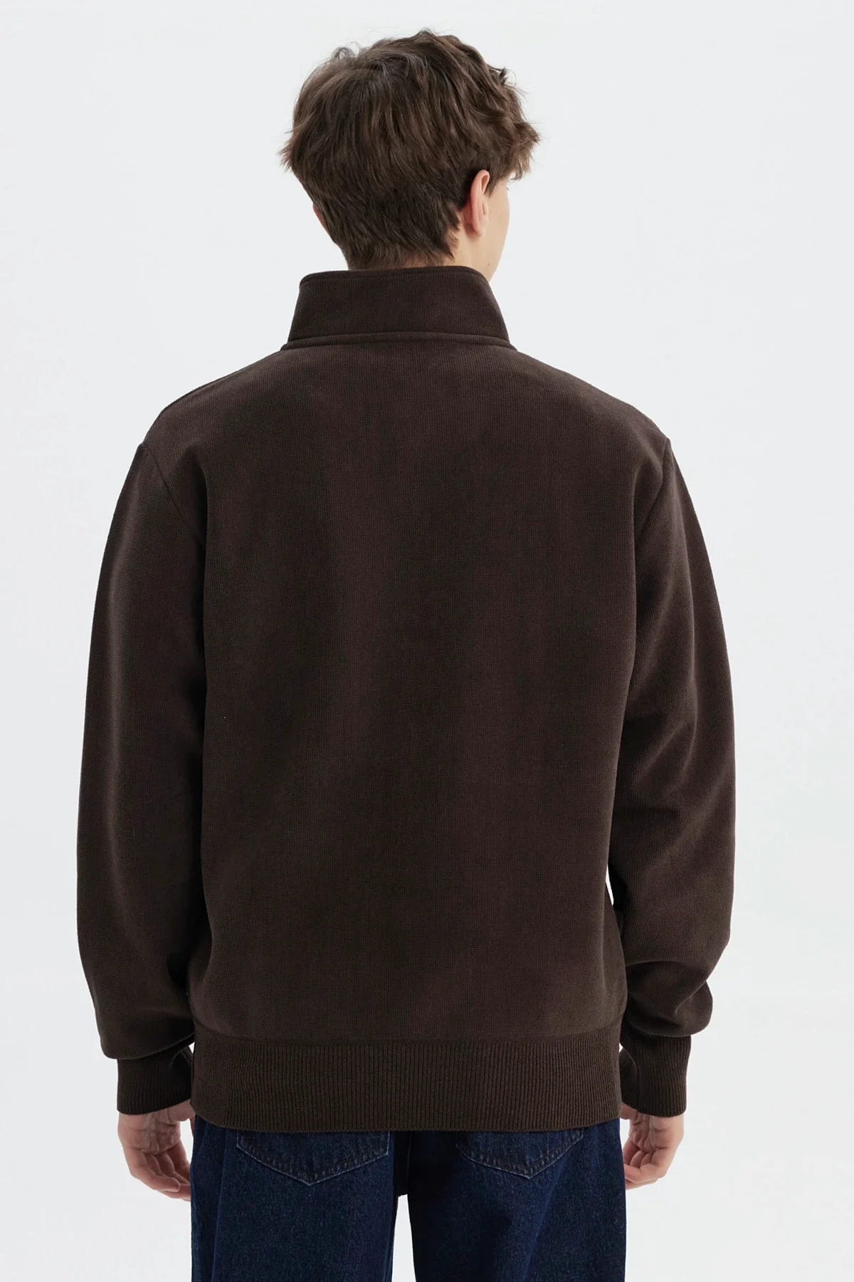 Sweater Hombre Slim Half Zipper Café Oscuro - Image 3