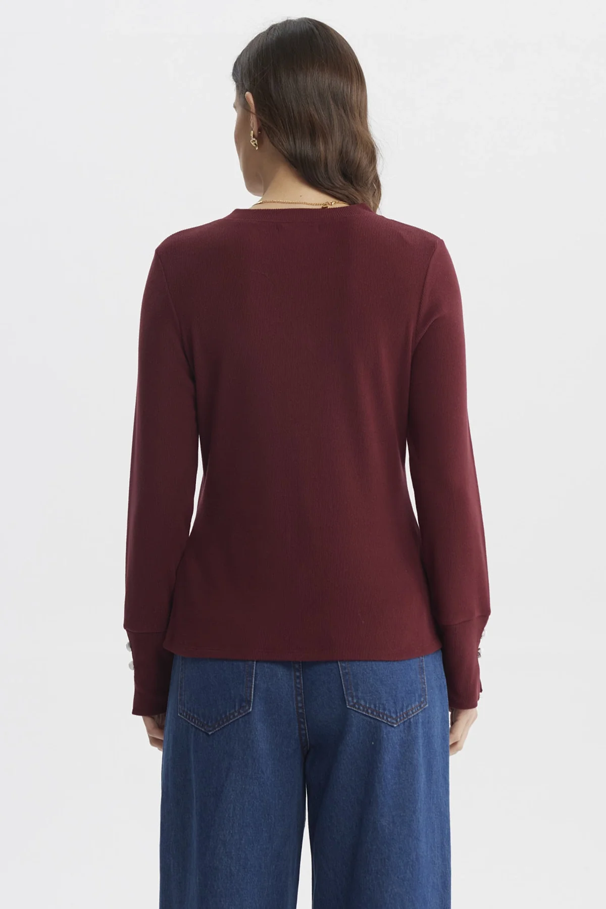 Sweater Mujer Ajustado Burdeo - Image 3