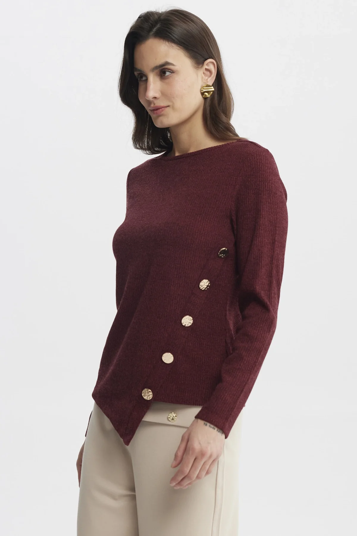 Sweater Mujer Ajustado Burdeo - Image 2