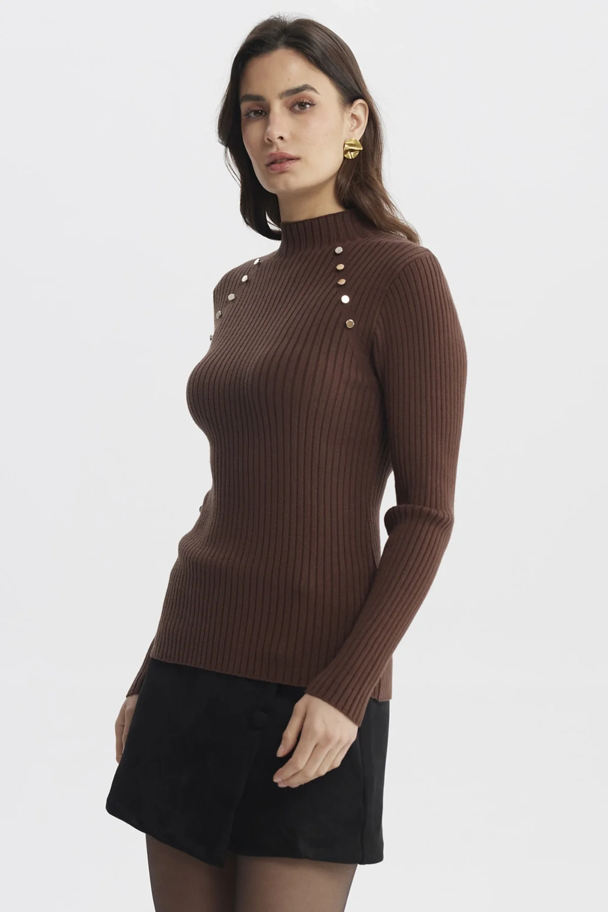 Sweater Mujer Ajustado Café - Image 2