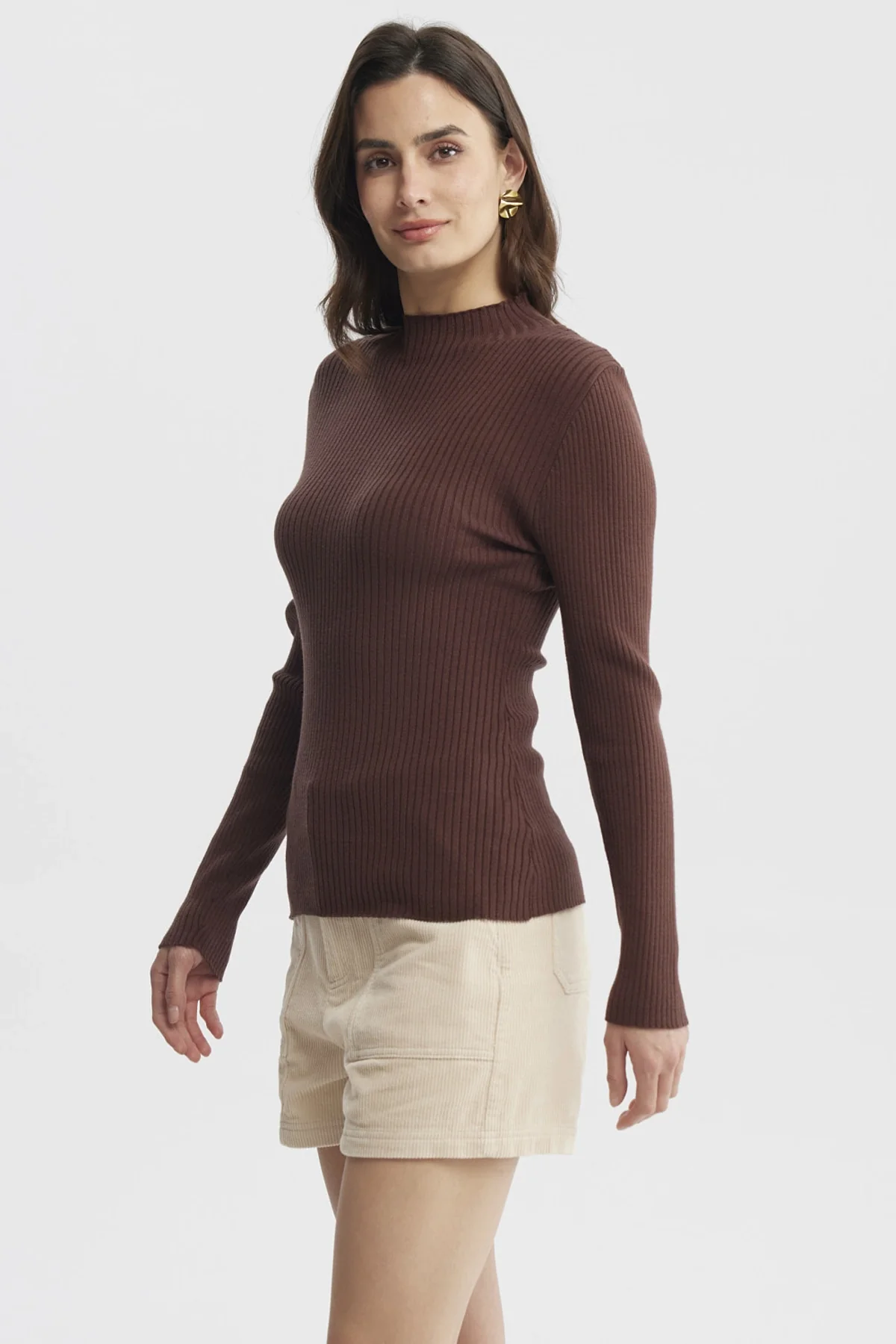 Sweater Mujer Ajustado Café Claro - Image 2