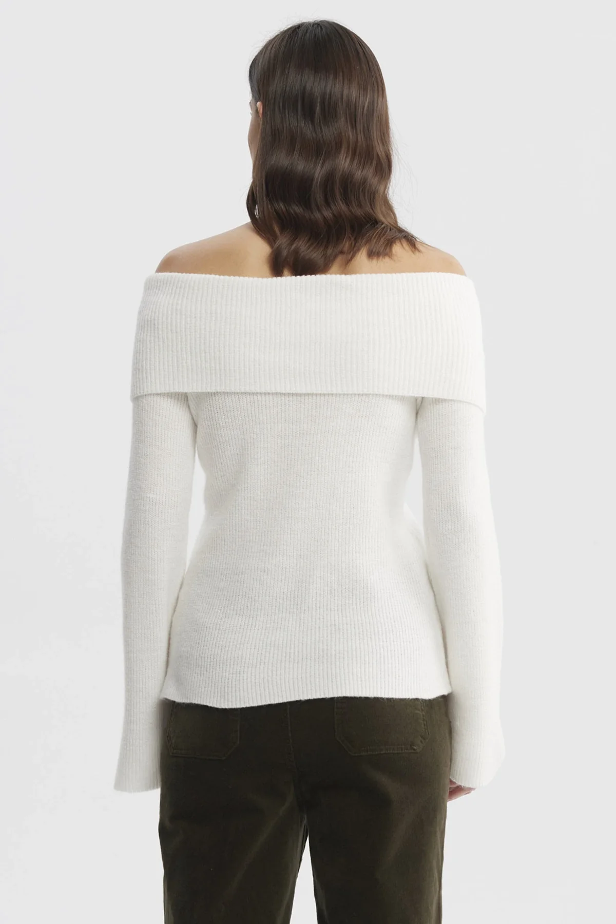 Sweater Mujer Ajustado Hombro Descubierto Crudo - Image 3