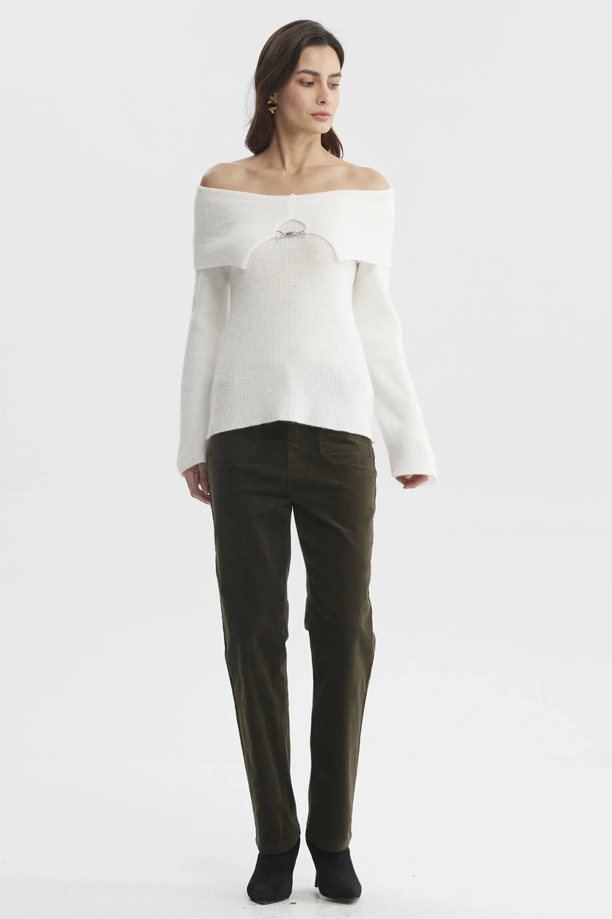 Sweater Mujer Ajustado Hombro Descubierto Crudo - Image 4