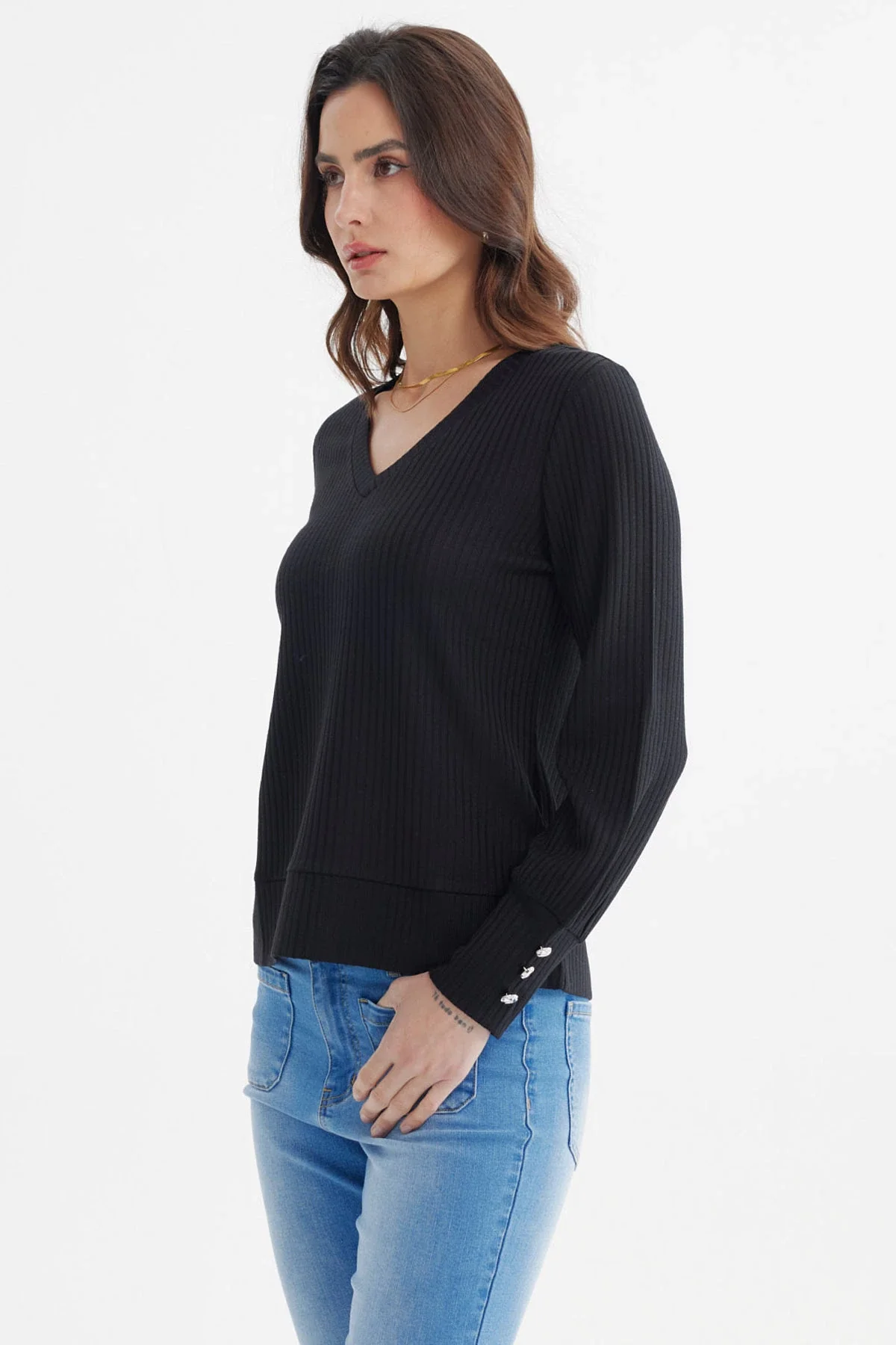 Sweater Mujer Ajustado Negro - Image 2