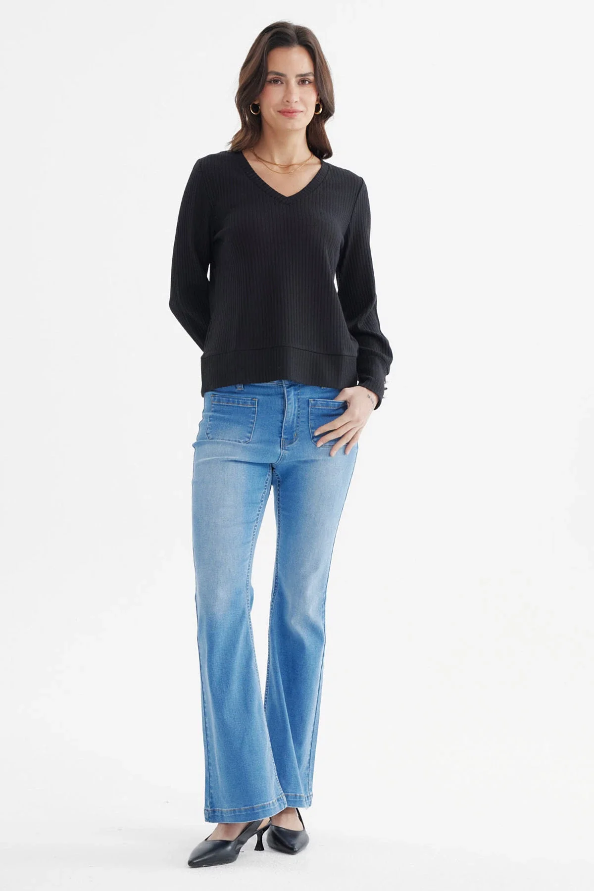 Sweater Mujer Ajustado Negro - Image 4